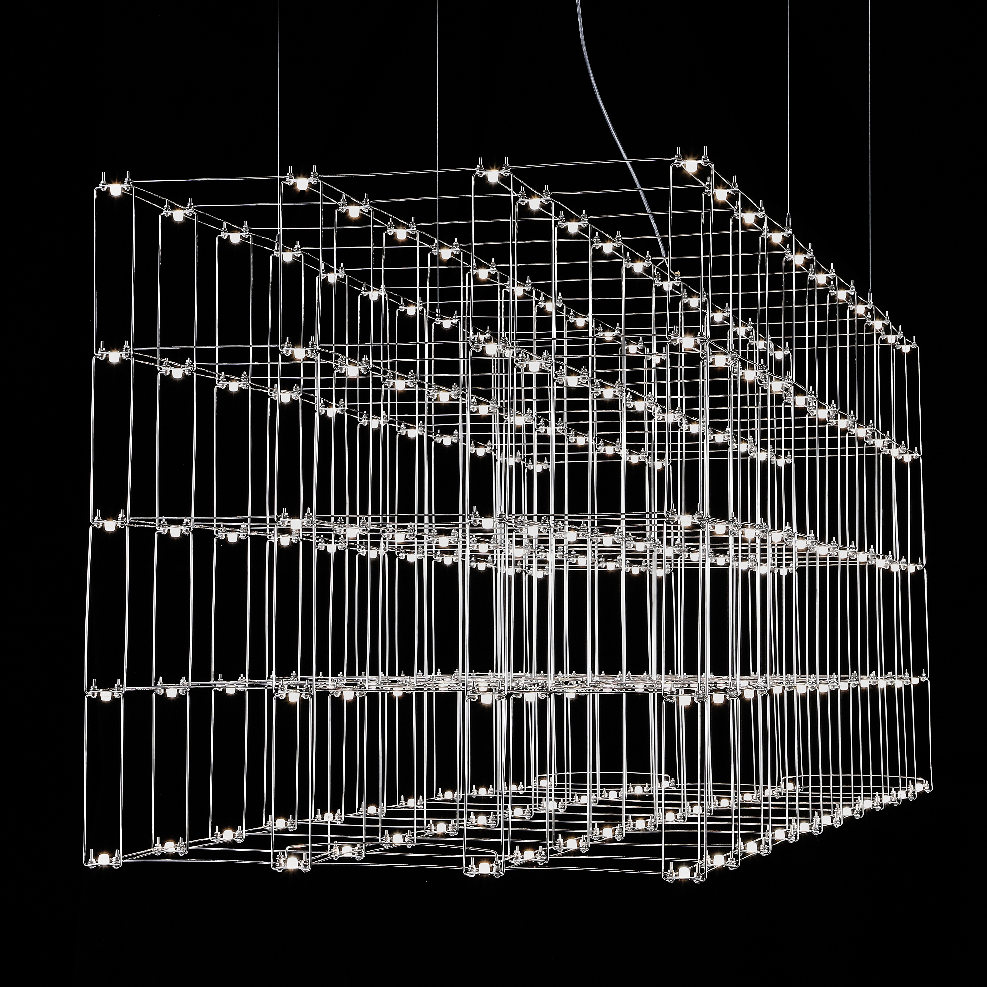 Подвесная люстра Quasar Cosmos Square LED pendant light 80/80/200 200*80*80 см, 220*LED*1W, ImperiumLoft 40.2440, Серебристый