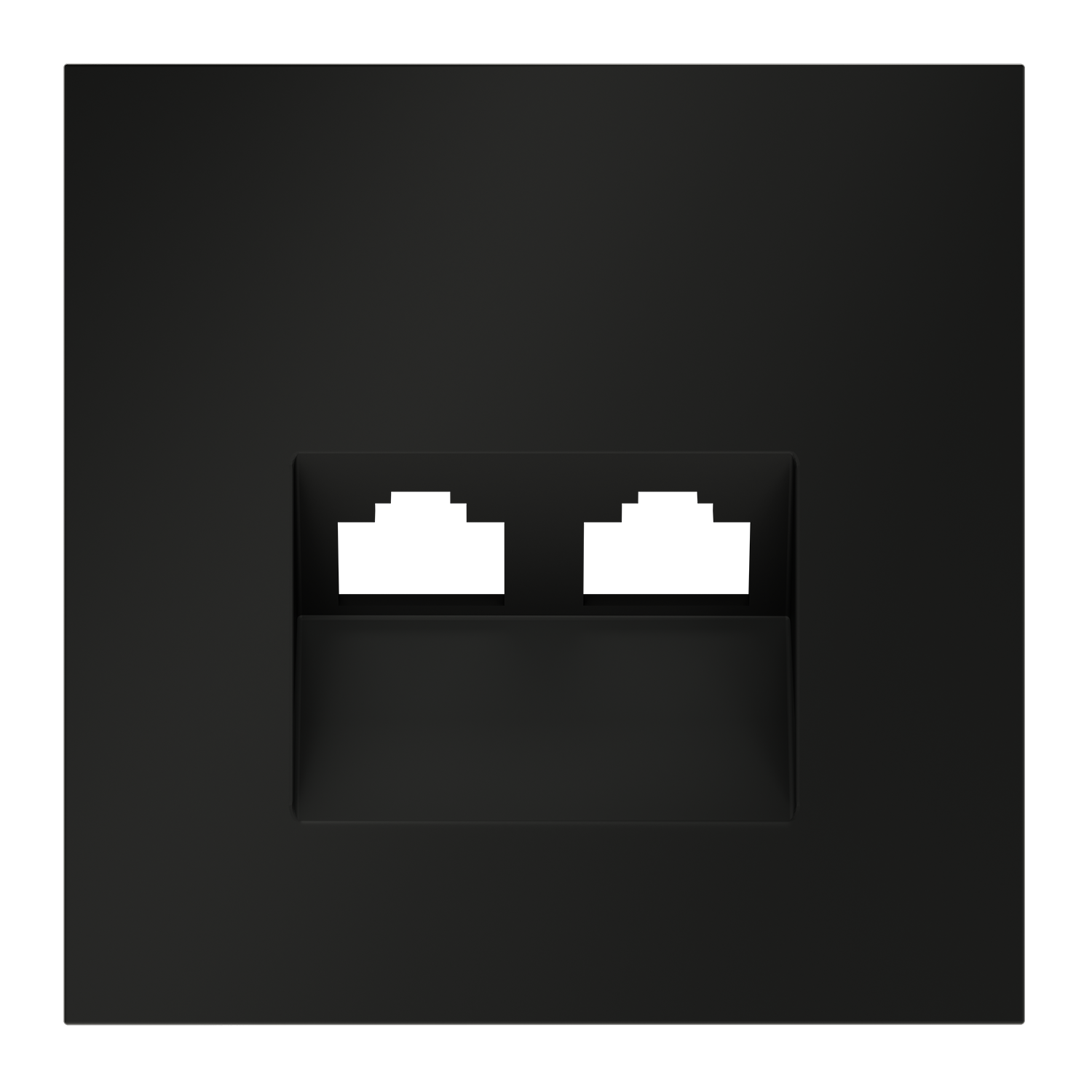 Накладка для розетки компьютерной двойной RJ45+RJ45 кат.6, черный матовый Voltum S70 VLS001408, Пластик Soft touch