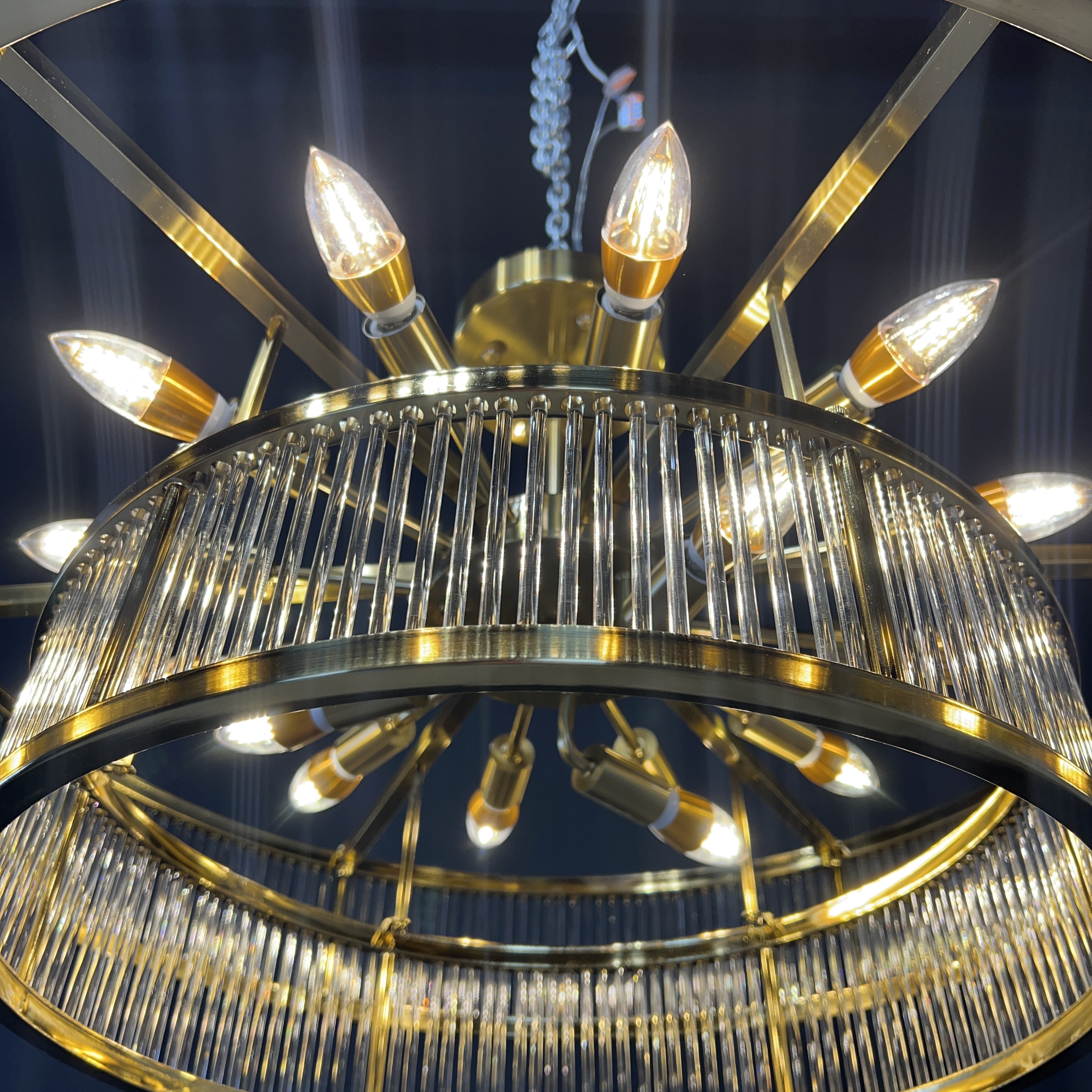 Люстра на штанге RH Marais Round Chandelier D120 120*120*30 см, 19*E14*40W, ImperiumLoft 40.2668, Латунь