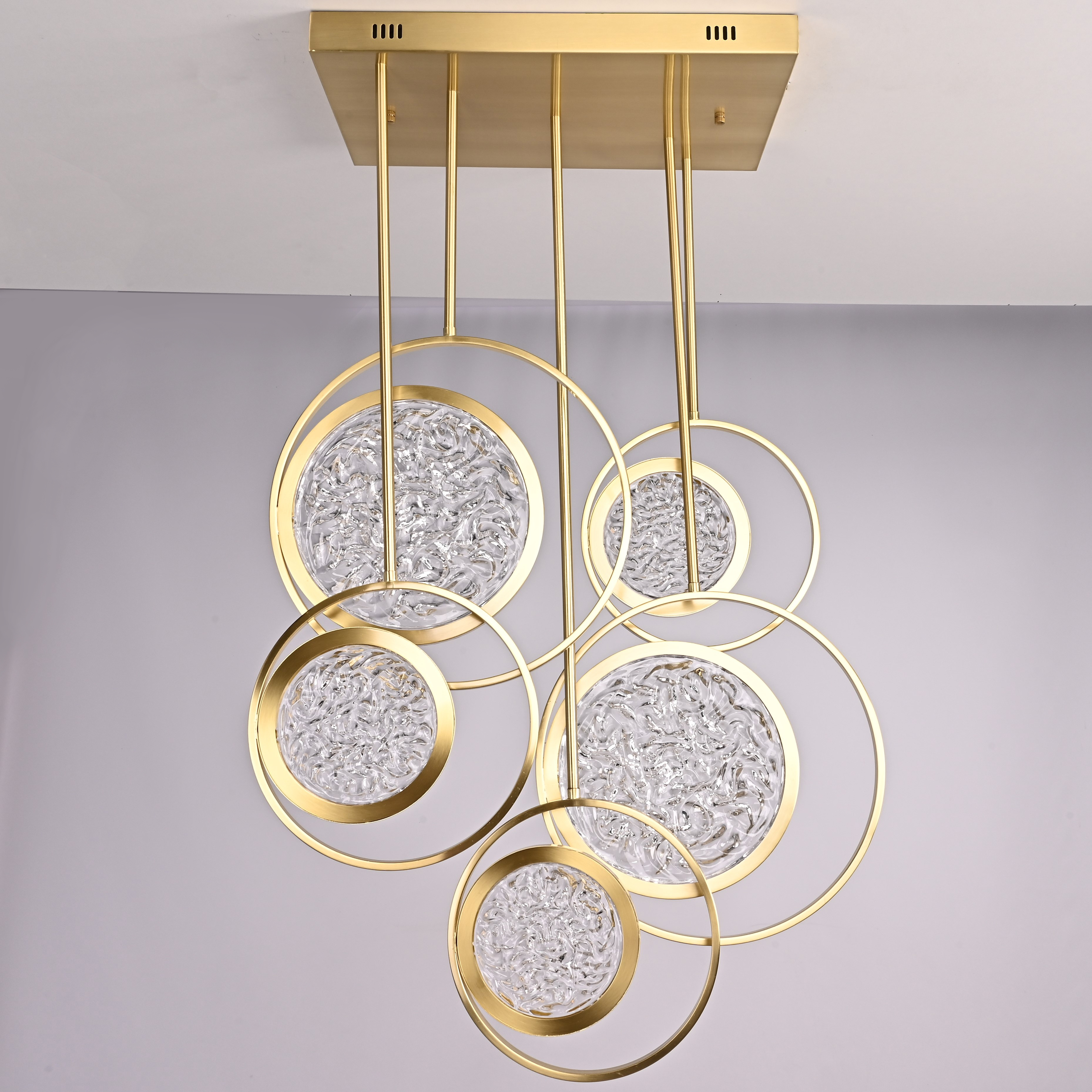 Дизайнерская люстра на штанге ЛУНА lighting collection L60 42*18*18 см, 5*LED*11W, 3000K, ImperiumLoft CAMEO01, Золотистый