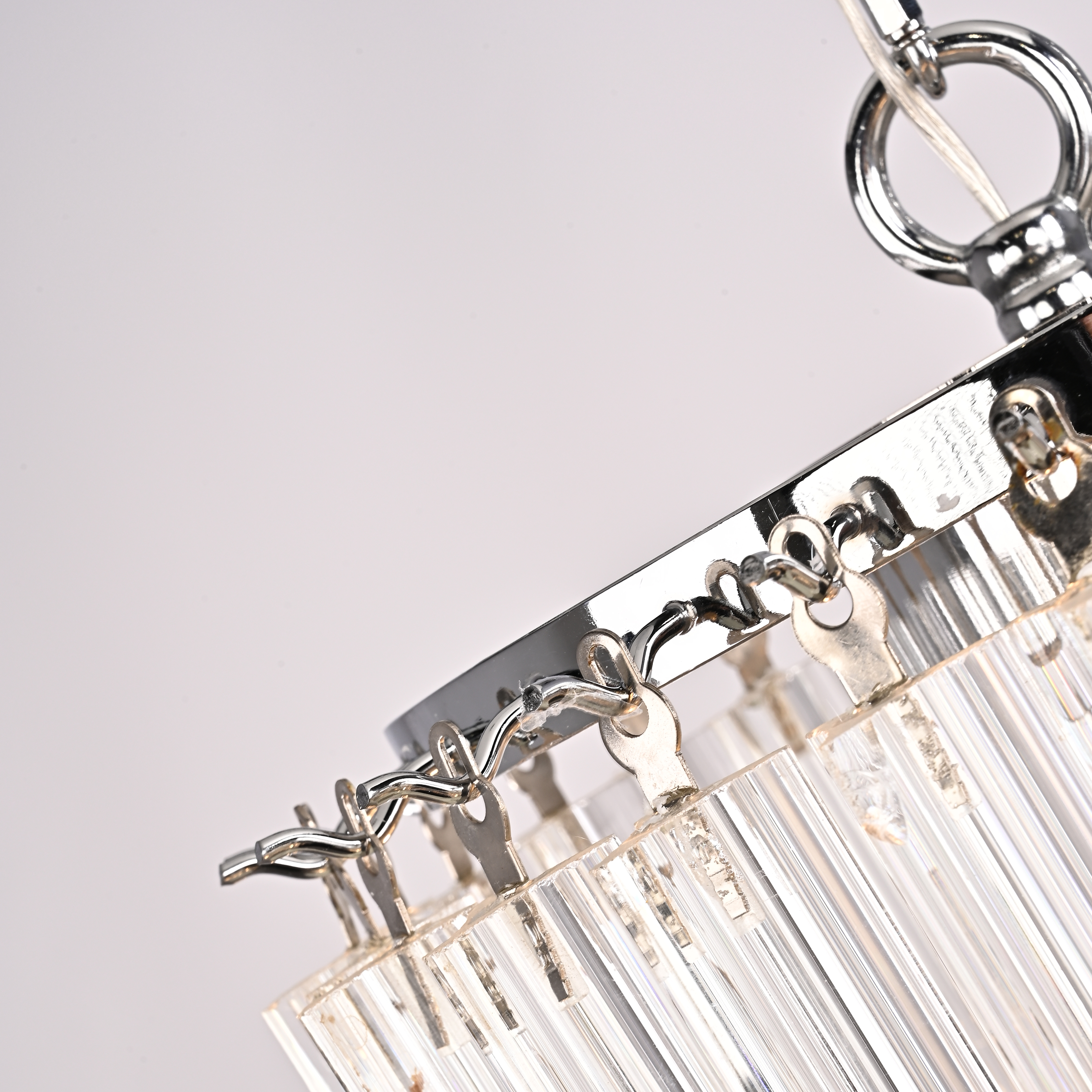 Подвесная люстра Odeon Chandelier Glass Clear 30*30*69 см, 3*E14*40W, ImperiumLoft 40.1929-2, Хром