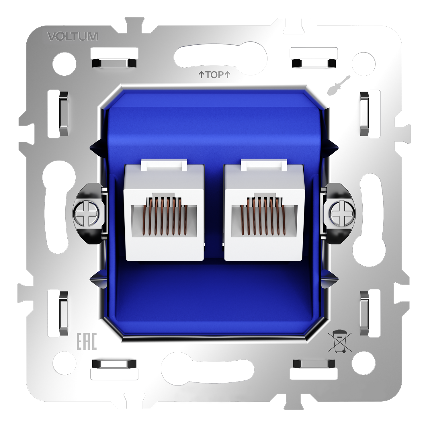 Механизм розетки компьютерной двойной RJ45+RJ45 кат.6, S70 Voltum S70 VLS0602M, Металл