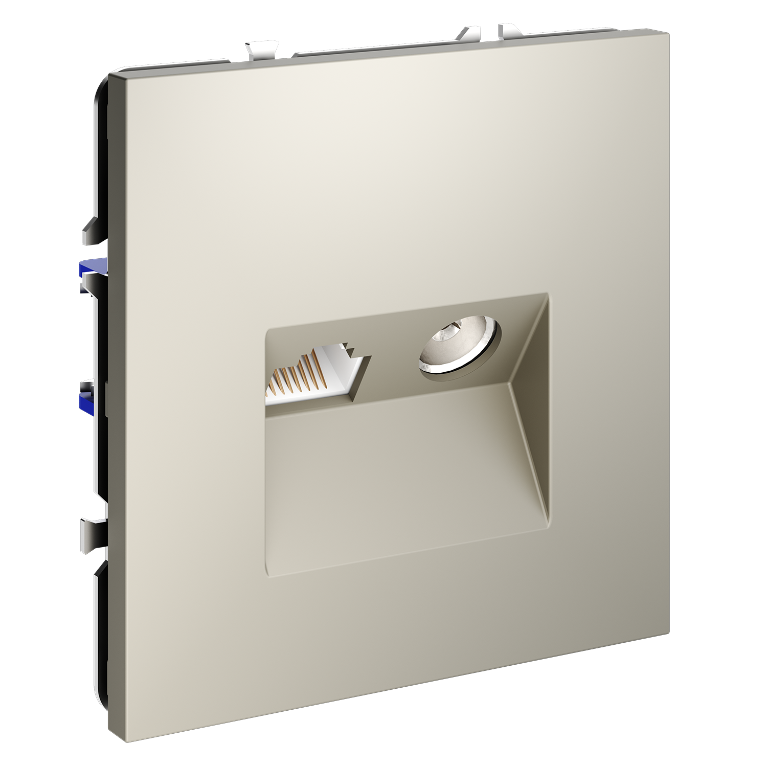 Розетка телевизионная встраиваемая TV+RJ45 кат. 6, кашемир Voltum S70 VLS060703, Пластик Soft touch