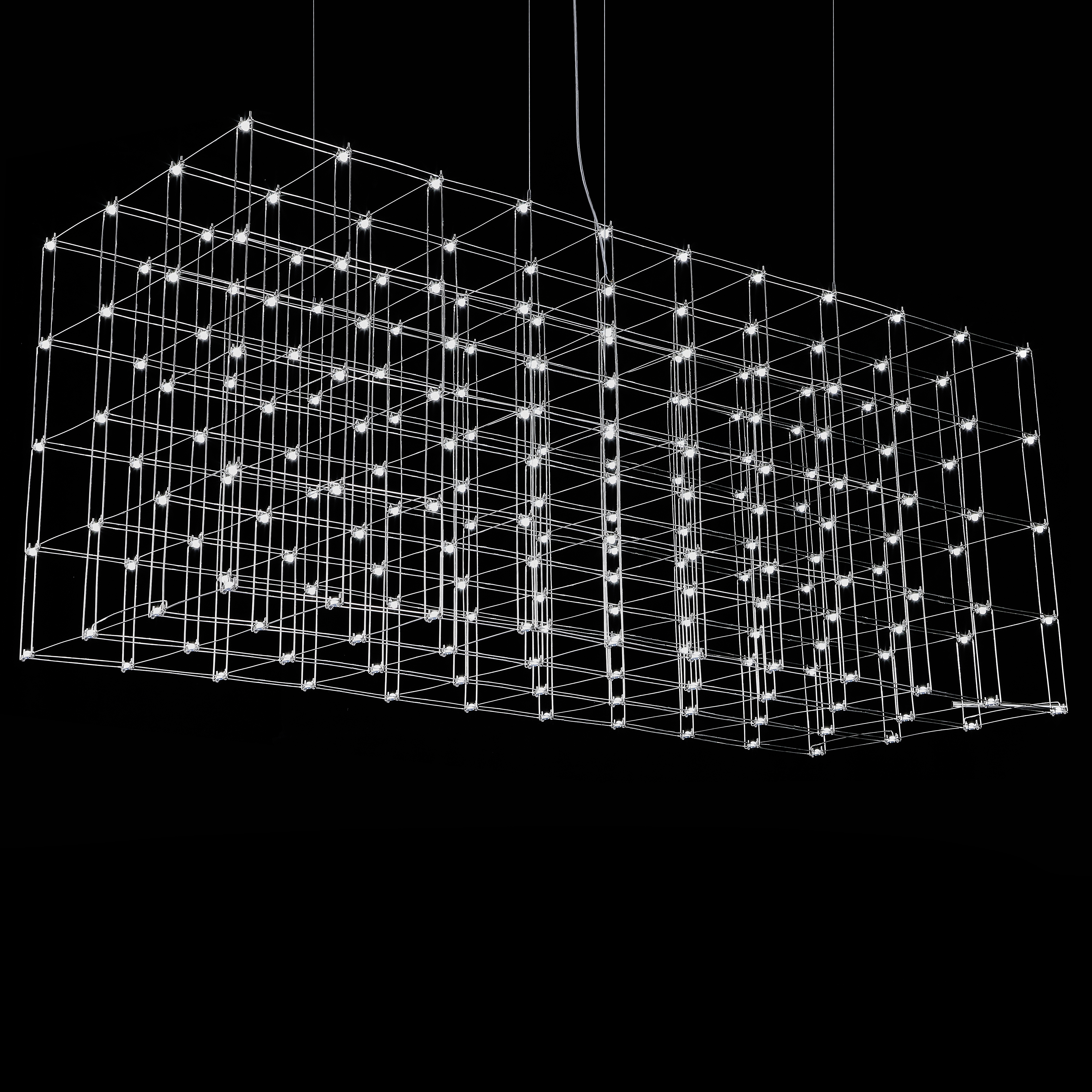 Подвесная люстра Quasar Cosmos Square LED pendant light 80/80/200 200*80*80 см, 220*LED*1W, ImperiumLoft 40.2440, Серебристый