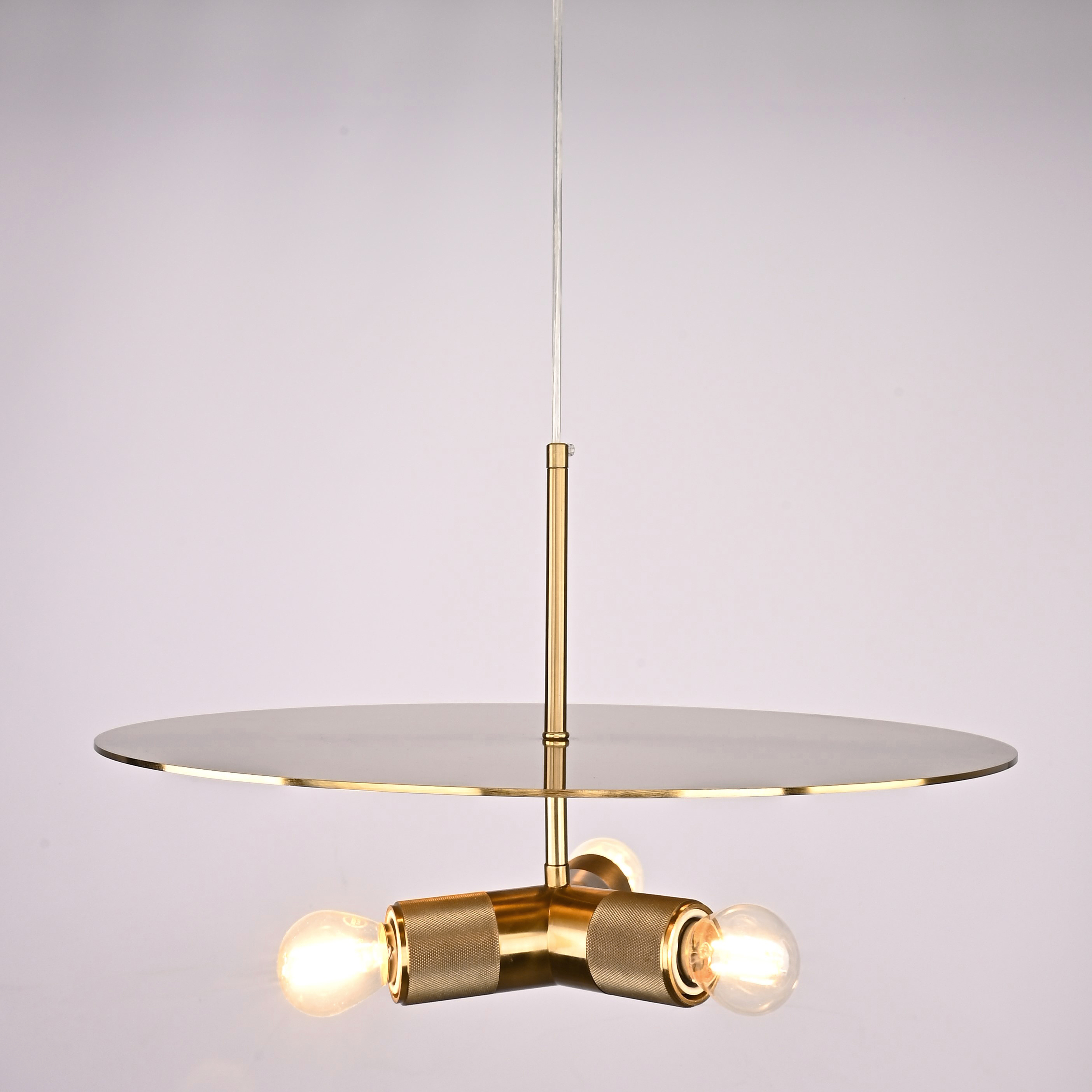 Люстра RH Utilitaire Disk Triple Pendant Brass 46*46*21 см, 3*E27*60W, ImperiumLoft 40.2339, Латунь