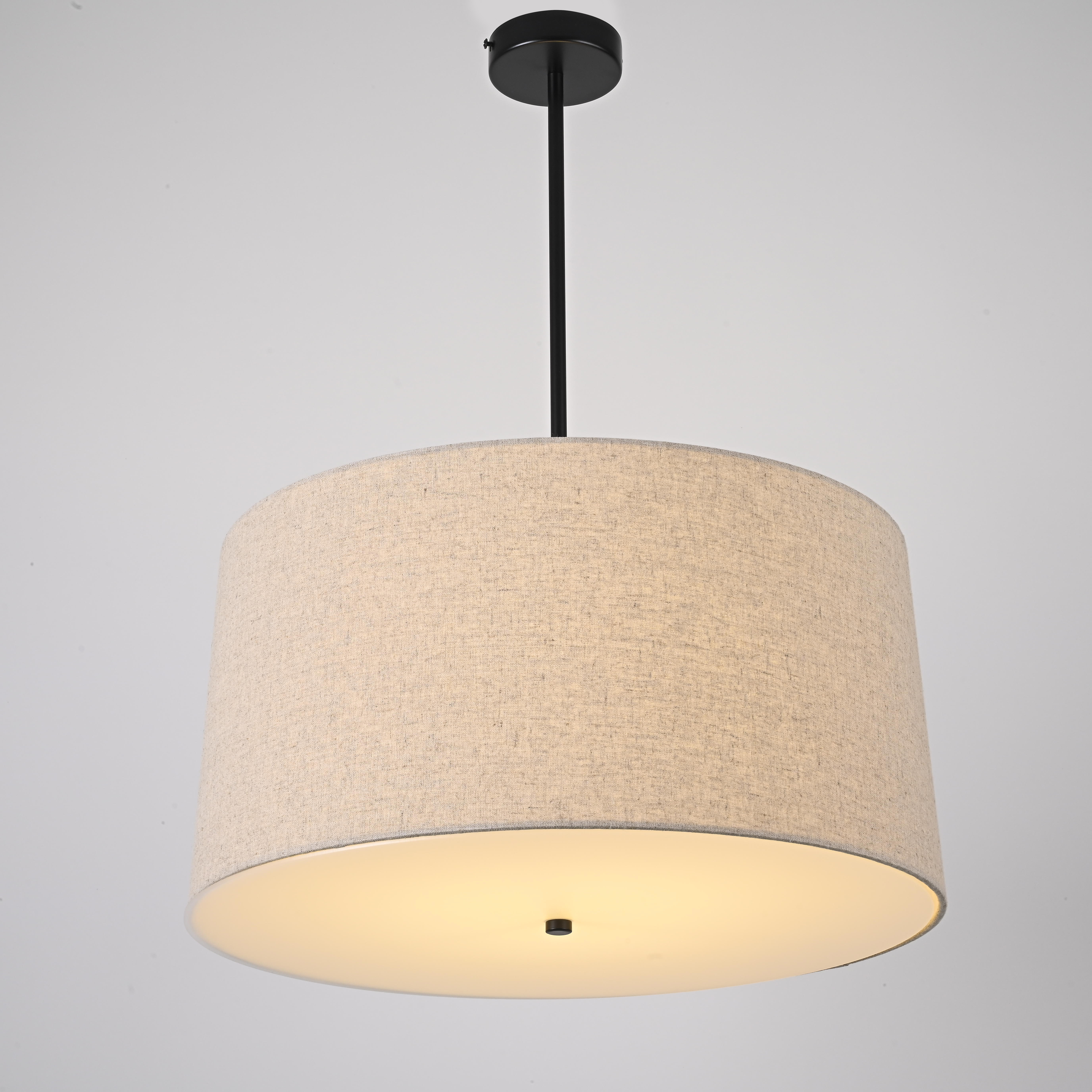 Подвесной светильник RH ROUND Linen Shade Pendant 50*50*25 см, 3*E27*60W, ImperiumLoft 40.1557, Коричневый