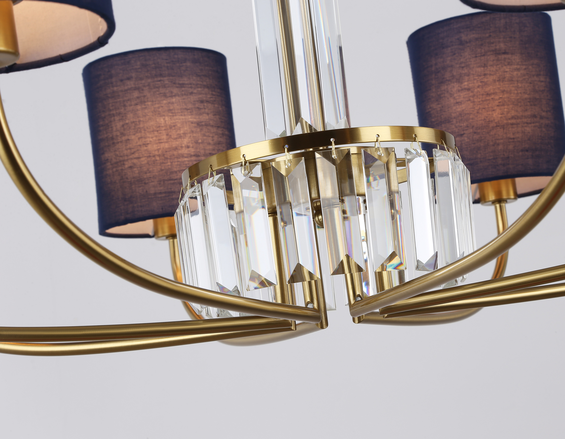 Подвесная люстра с абажурами и хрусталем **84- см, 8*E14*40W, K, Ambrella Light High Light LH71273, латунь