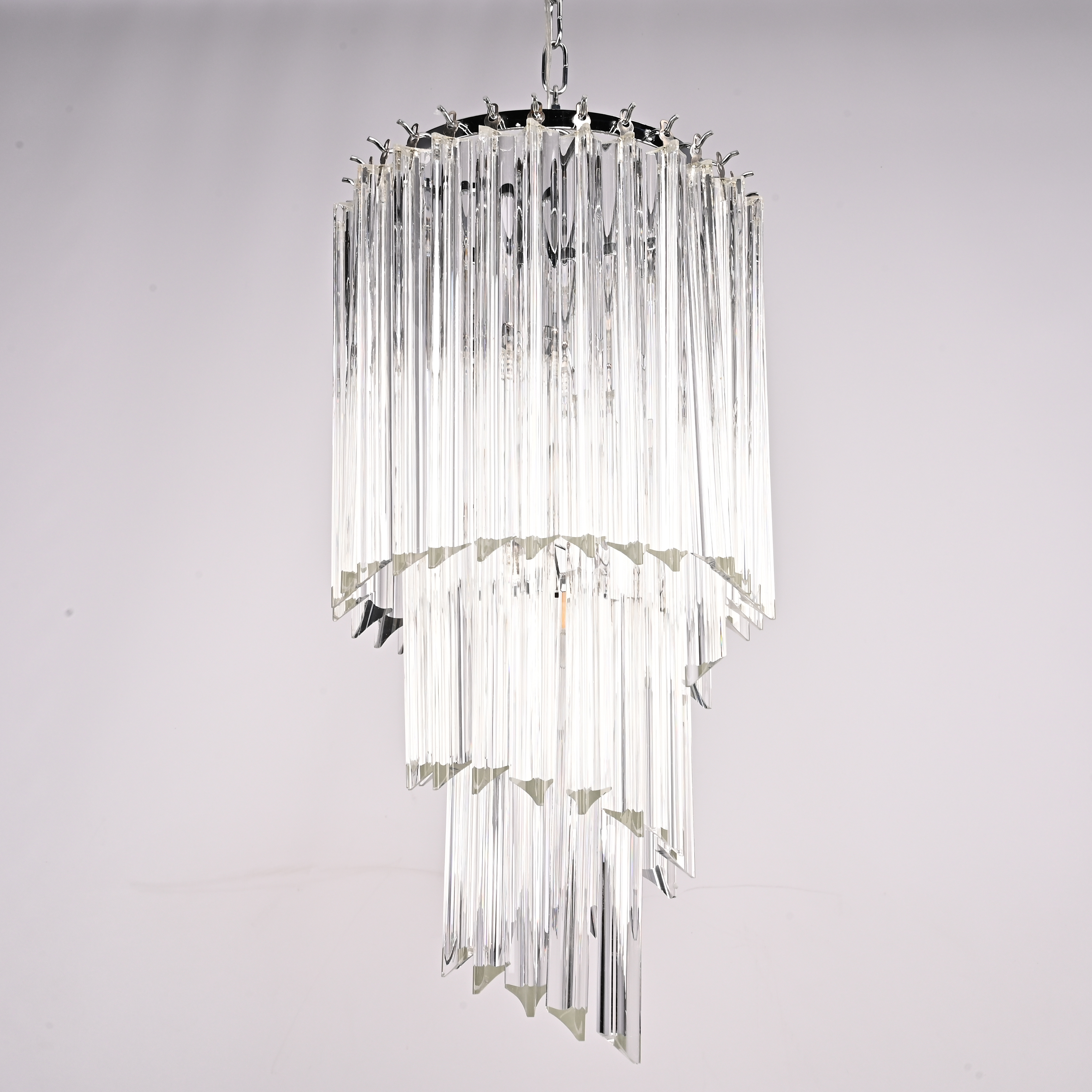 Подвесная люстра Odeon Chandelier Glass Clear 30*30*69 см, 3*E14*40W, ImperiumLoft 40.1929-2, Хром