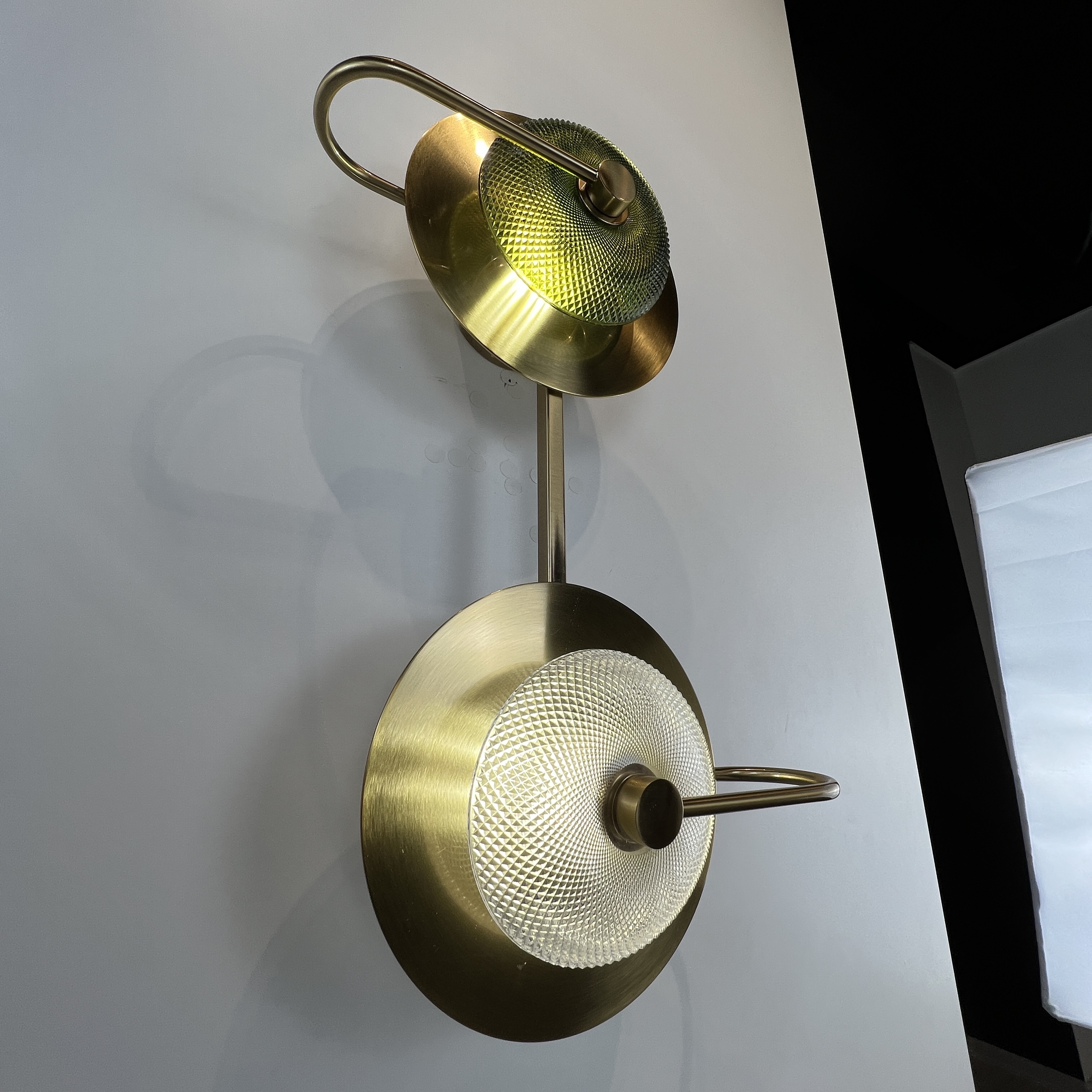 Бра Green Disk Double 28*28*59 см, 2*LED*5W, ImperiumLoft 44.651, Латунь