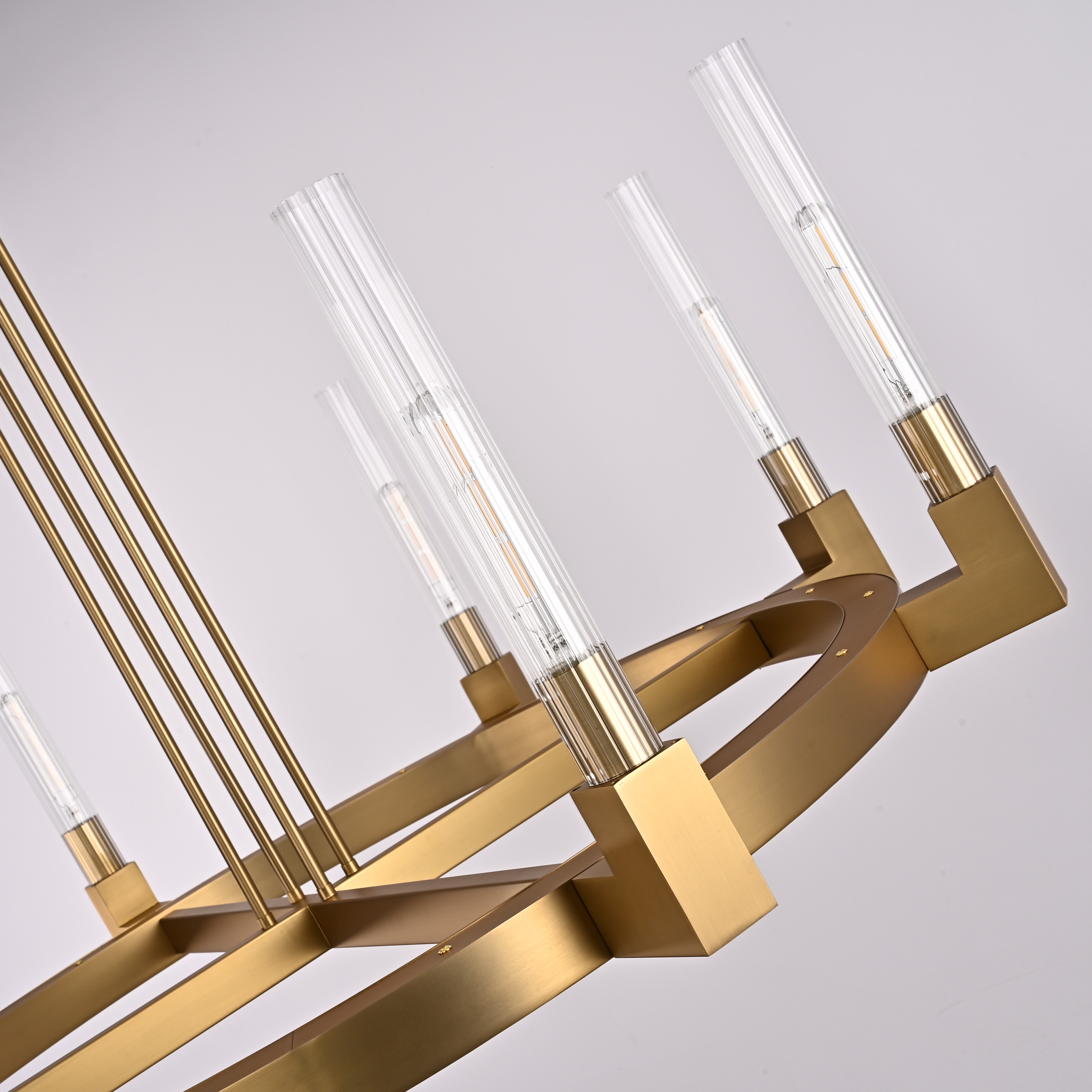 Люстра на штанге CANELLE Round Chandelier 8 Modern Brass 121*21*21 см, 8*E27*60W, ImperiumLoft 40.1550, Латунь