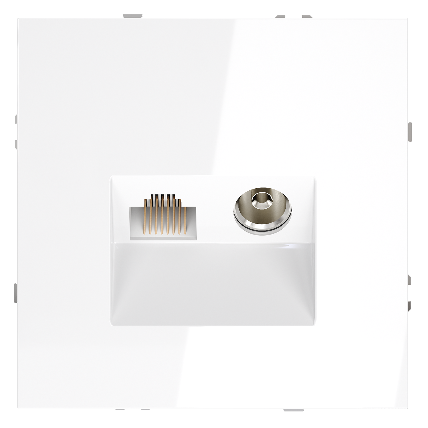 Розетка телевизионная встраиваемая TV+RJ45 кат. 6, белый глянцевый Voltum S70 VLS060701, Пластик глянцевая