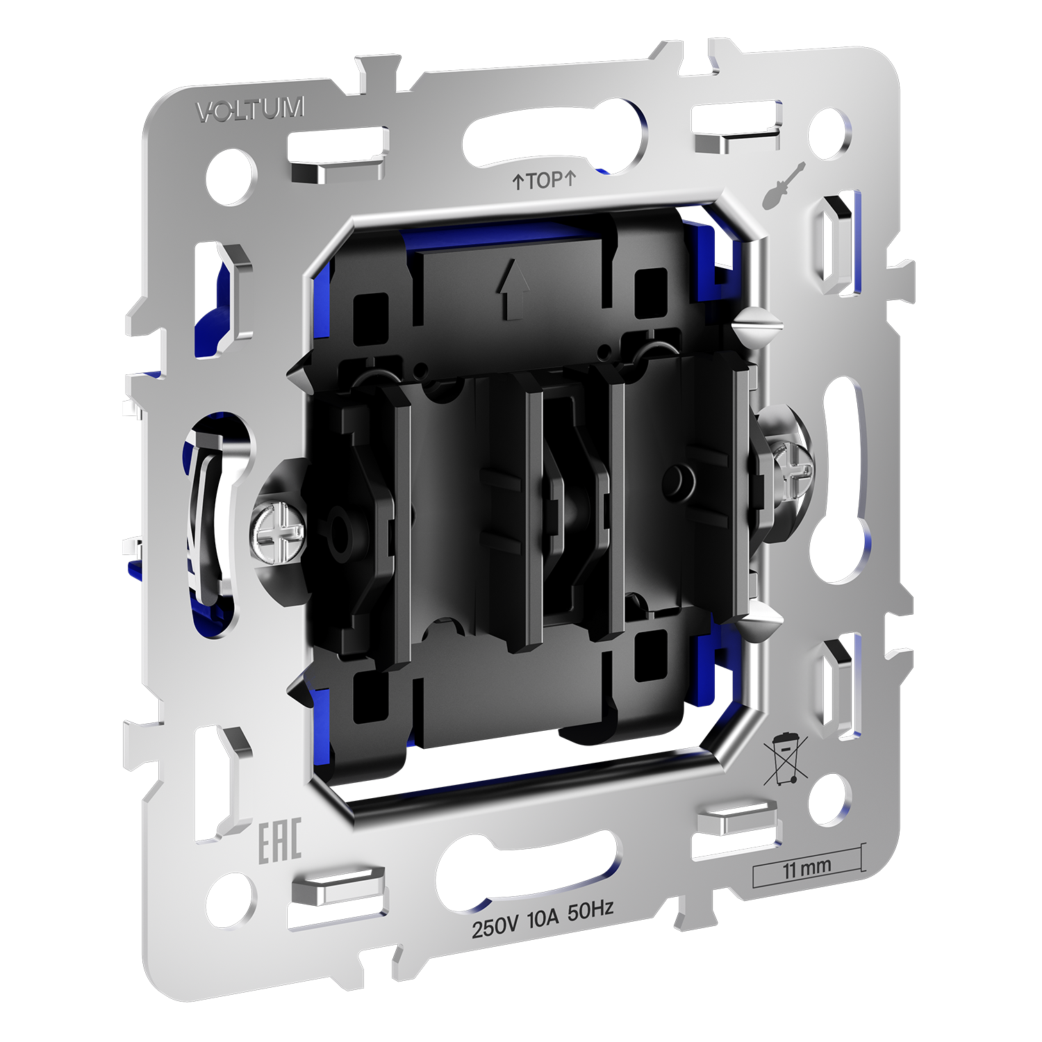 Механизм выключателя с самовозвратом двухклавишного 10А, S70 Voltum S70 VLS0206M, Металл