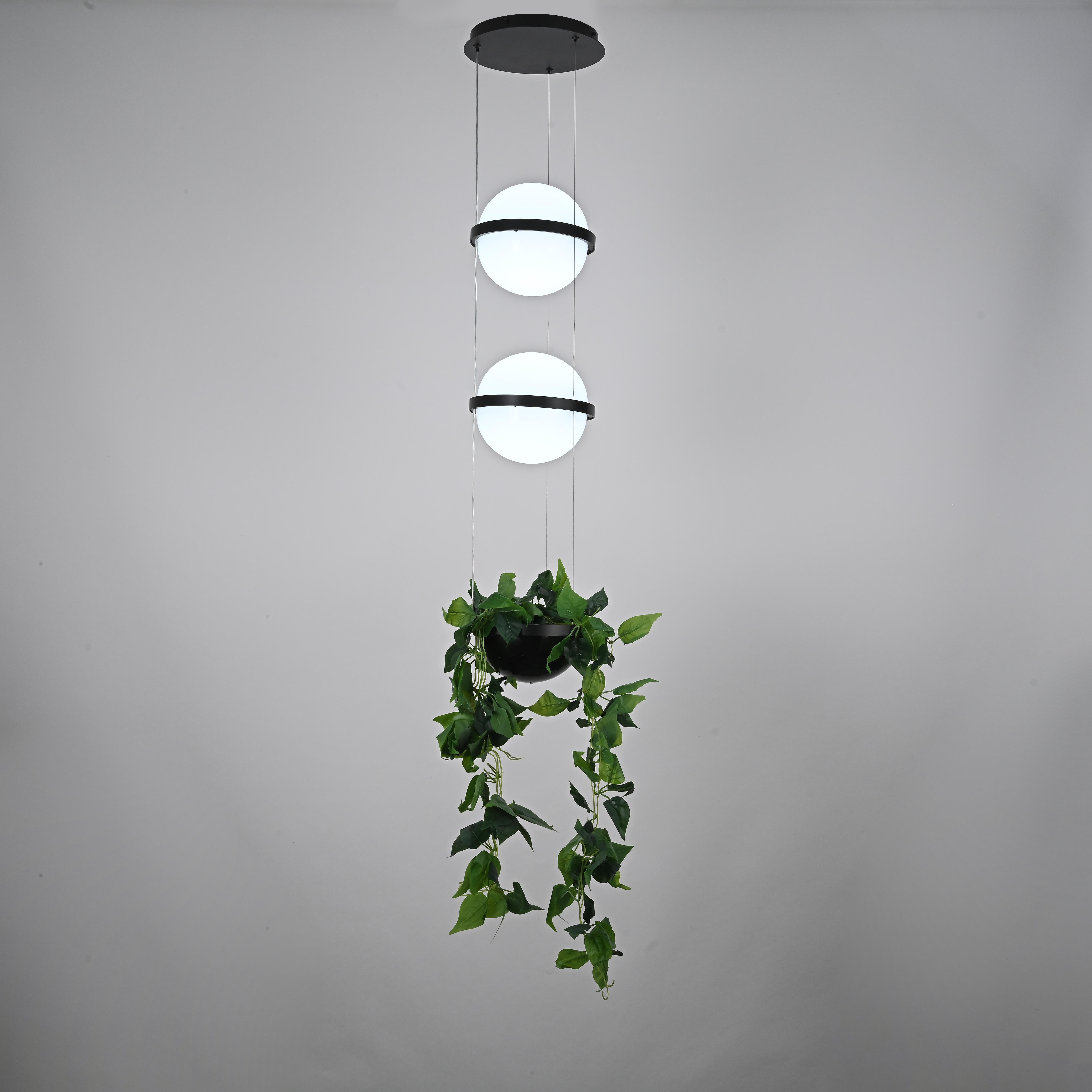 Подвесной светильник PALMA Wall lamp 2 шара + 1 вазон 22*22*300 см, 2*LED*9W, 3000, 4000, 6000K, ImperiumLoft 22.93727, Серый