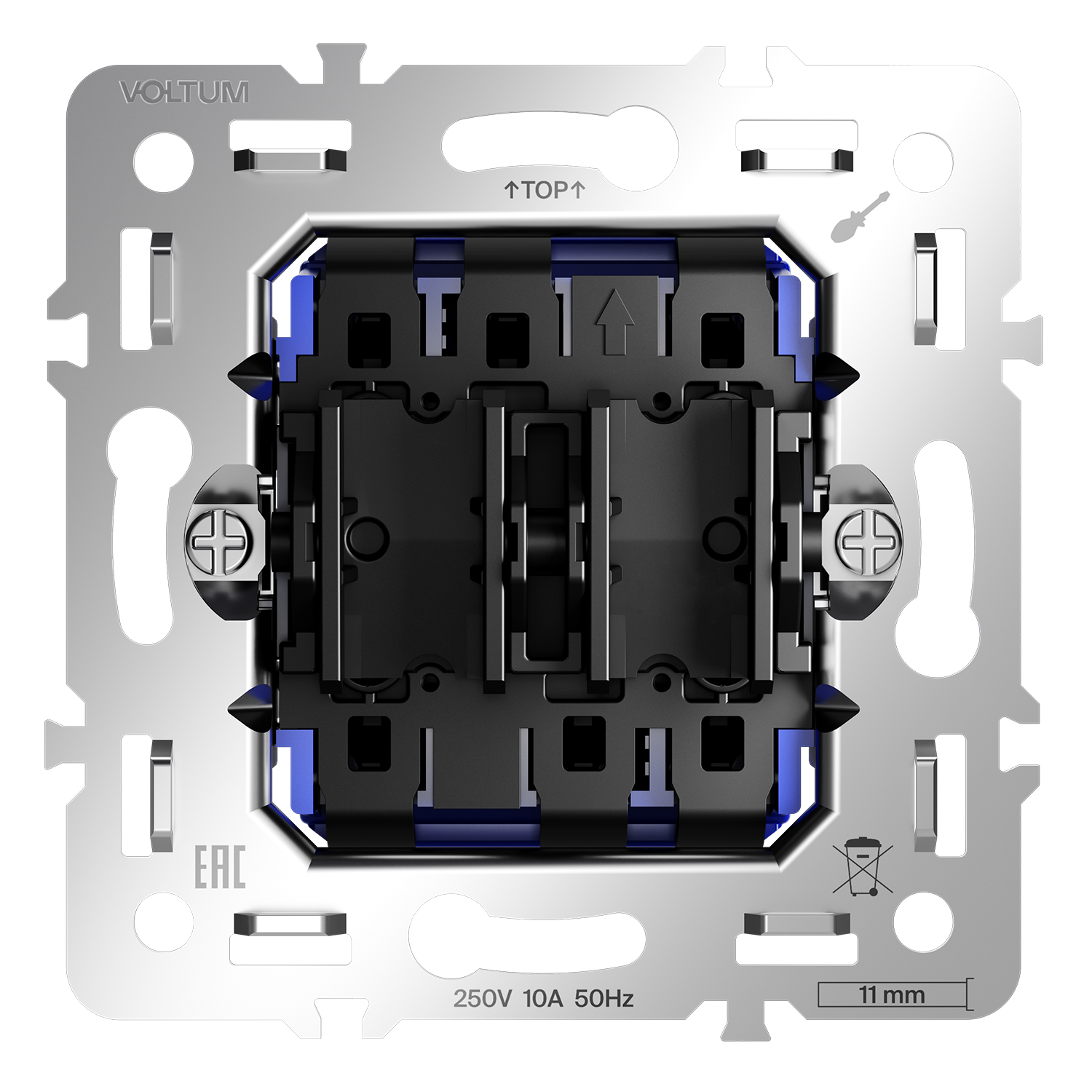 Механизм проходного переключателя двухклавишного 10А, S70 Voltum S70 VLS0203M, Металл