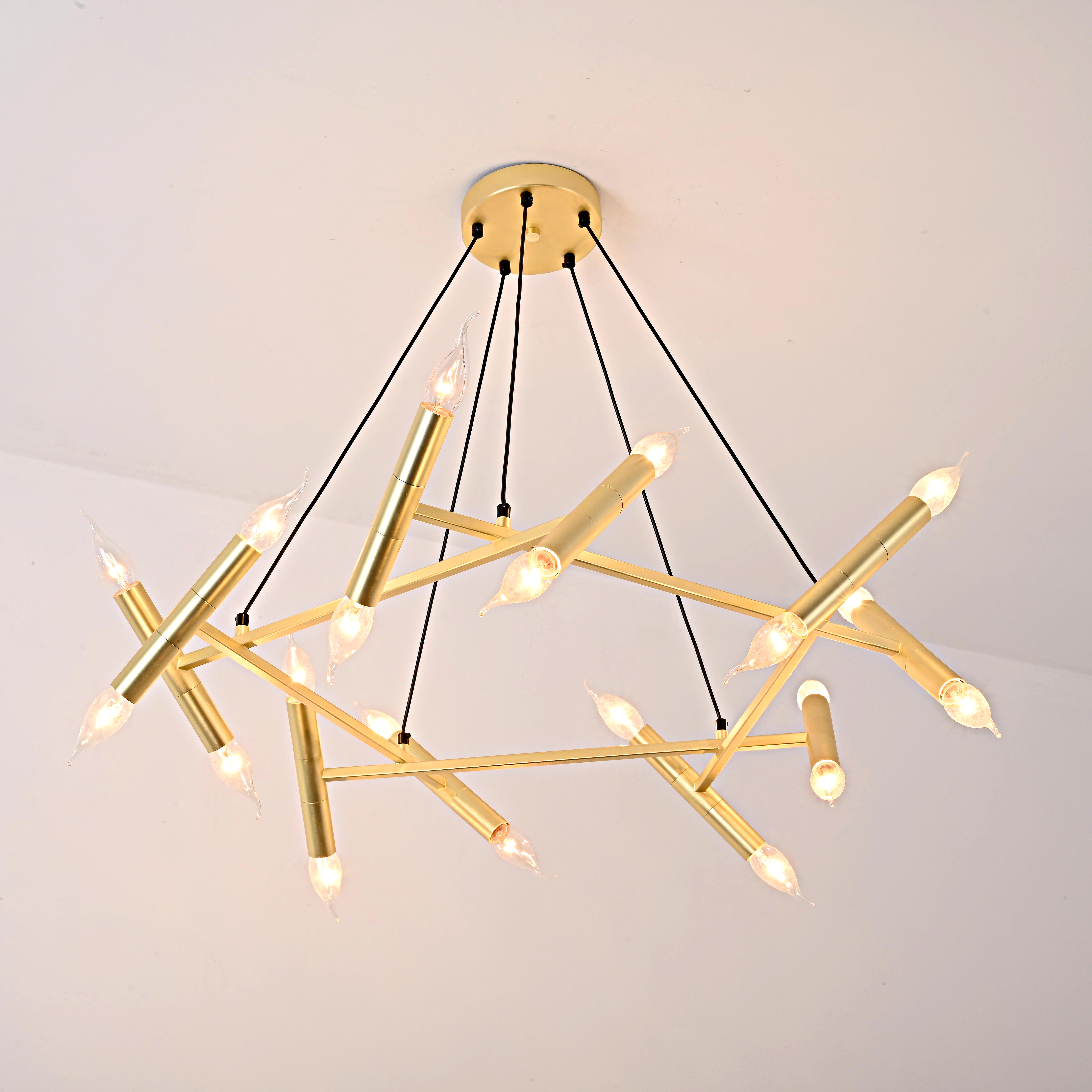 Подвесная люстра JONATHAN BROWNING Le Pentagone Chandelier 20 Light 80*80*20 см, 20*E14*40W, ImperiumLoft 40.2364, Латунь