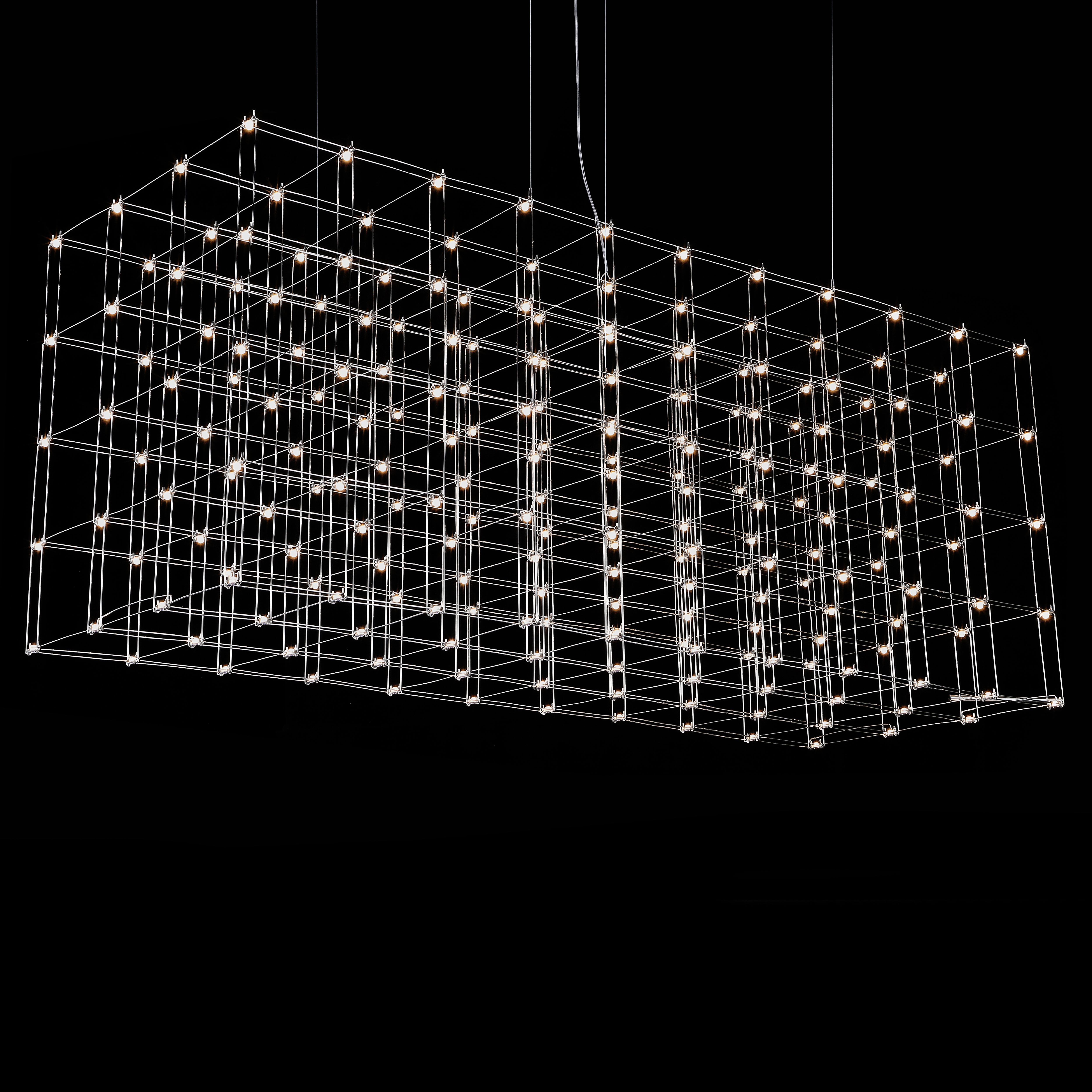 Подвесная люстра Quasar Cosmos Square LED pendant light 80/80/200 200*80*80 см, 220*LED*1W, ImperiumLoft 40.2440, Серебристый