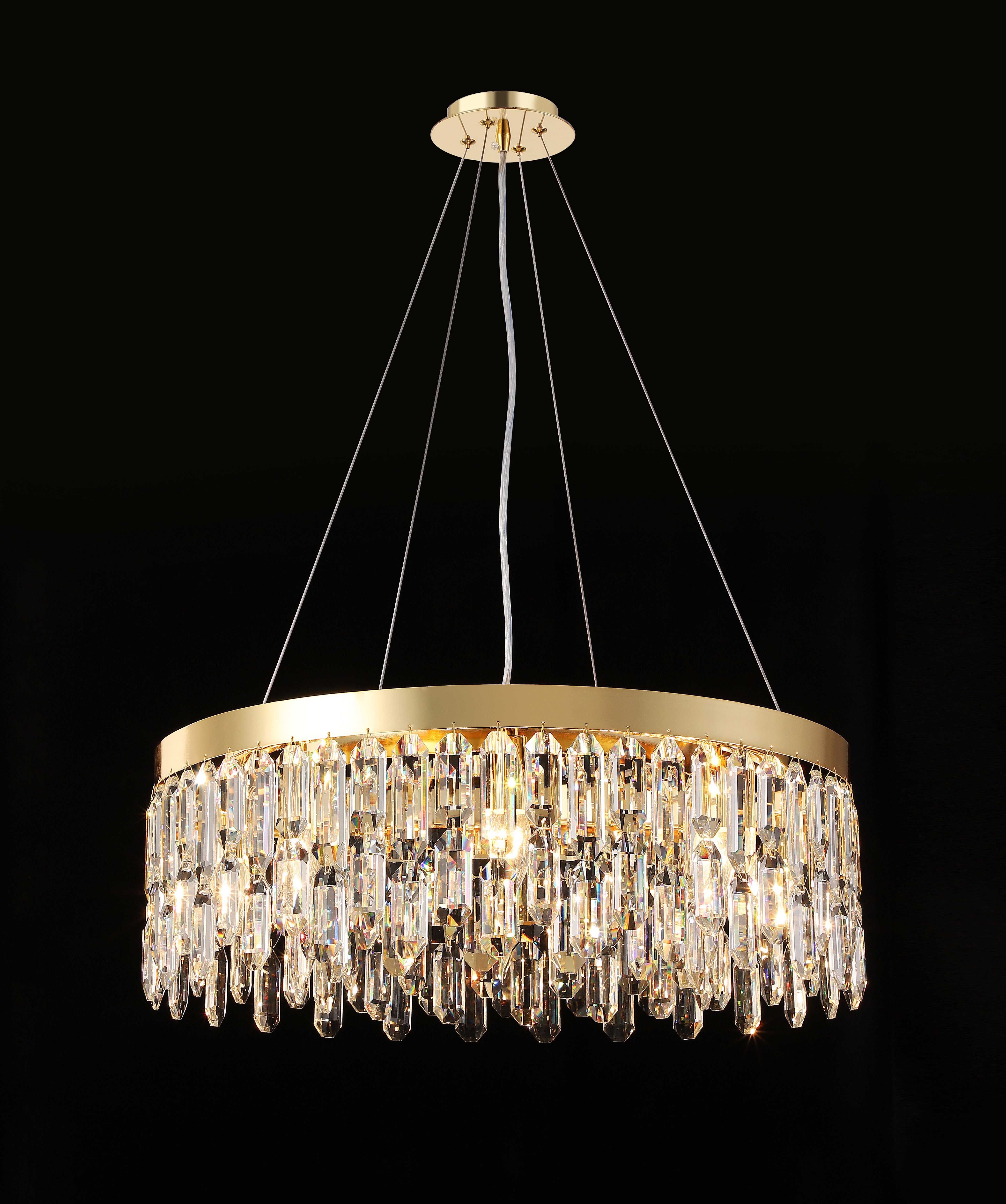 Люстра Ø600 x H220(1200), мм, 8*40W (320W), H GOLD (Золото) NewRgy F6-ф600*H220(1200) H GOLD