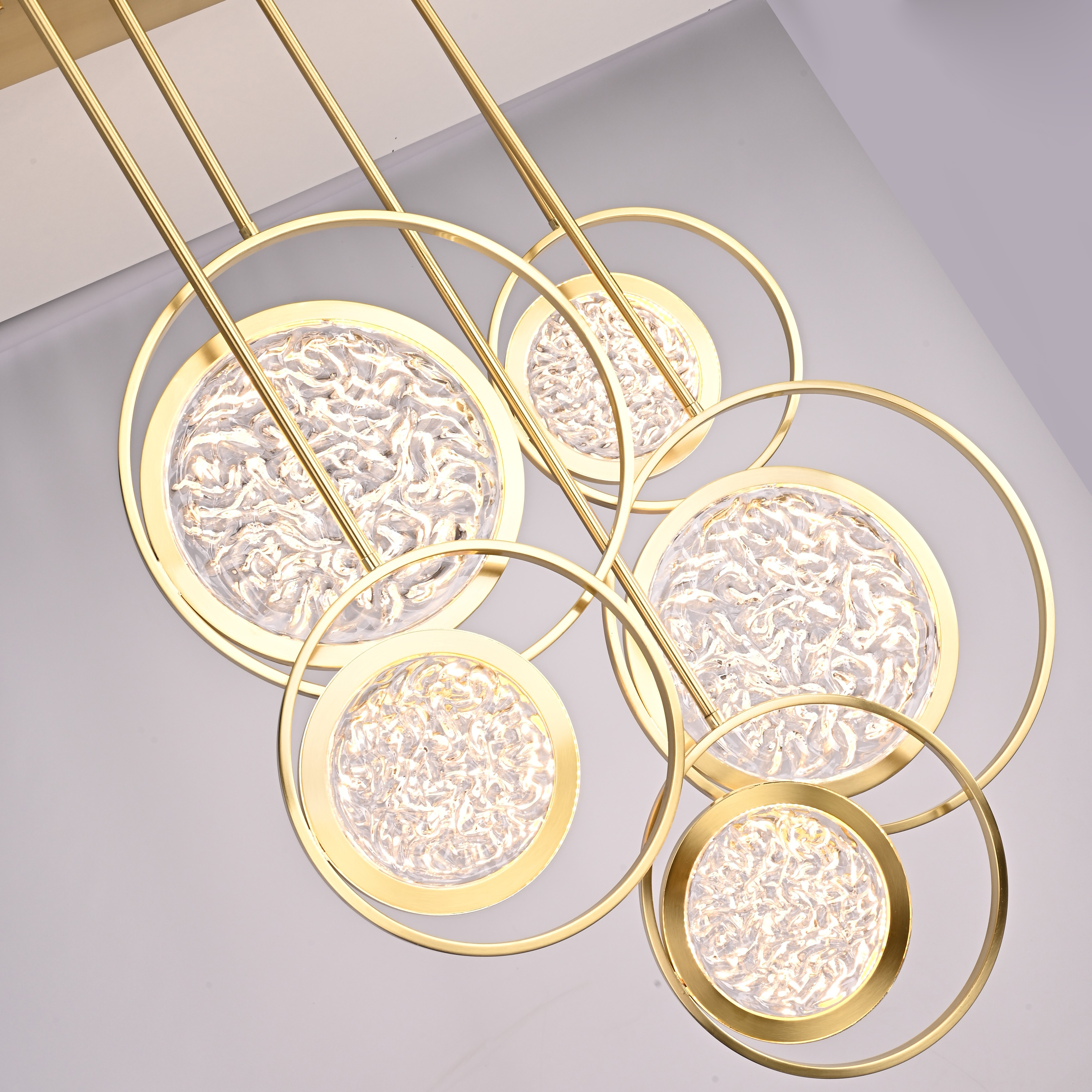 Дизайнерская люстра на штанге ЛУНА lighting collection L60 42*18*18 см, 5*LED*11W, 3000K, ImperiumLoft CAMEO01, Золотистый
