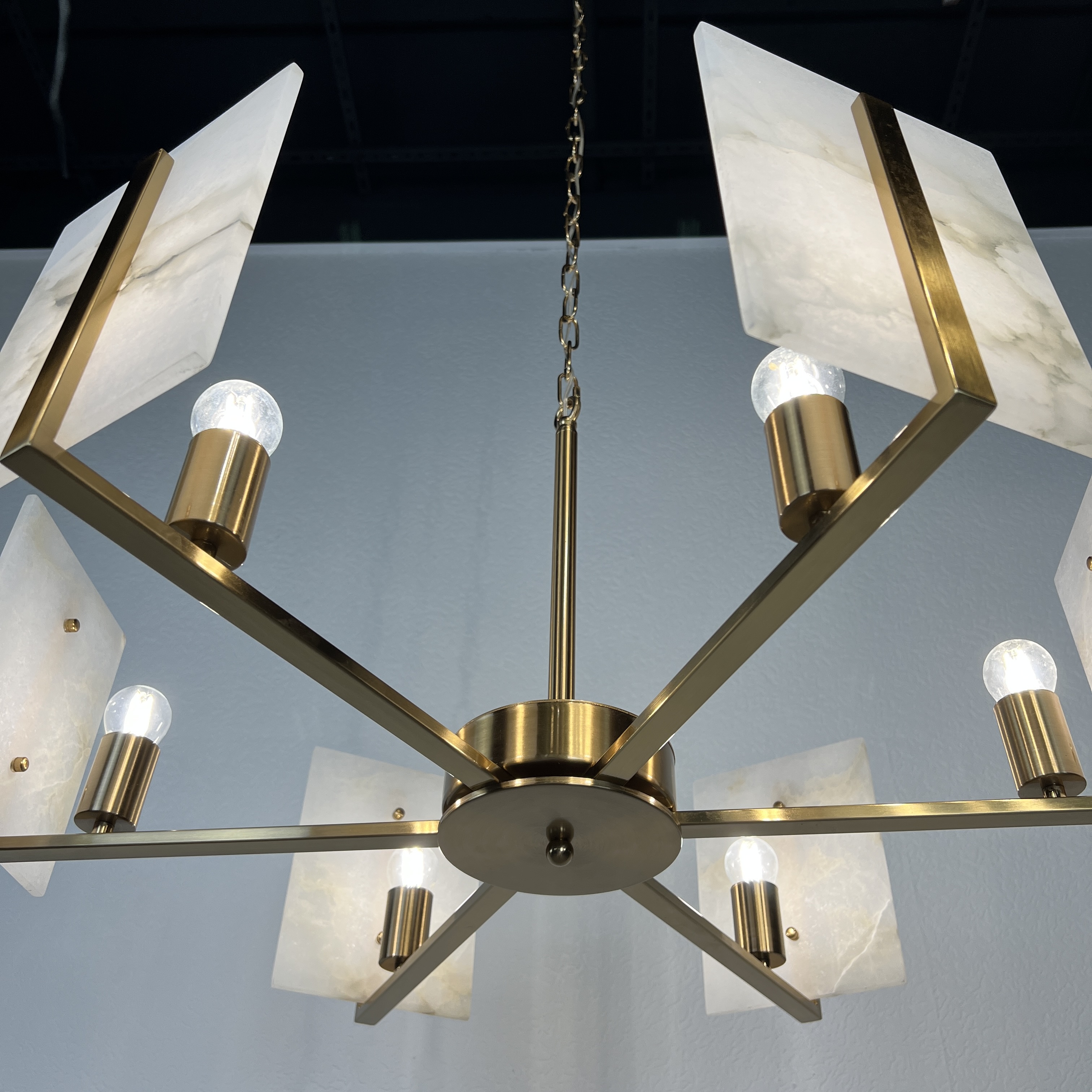 Люстра Marble square Chandelier 78*78*46 см, 6*E27*60W, ImperiumLoft 40.1233, Латунь