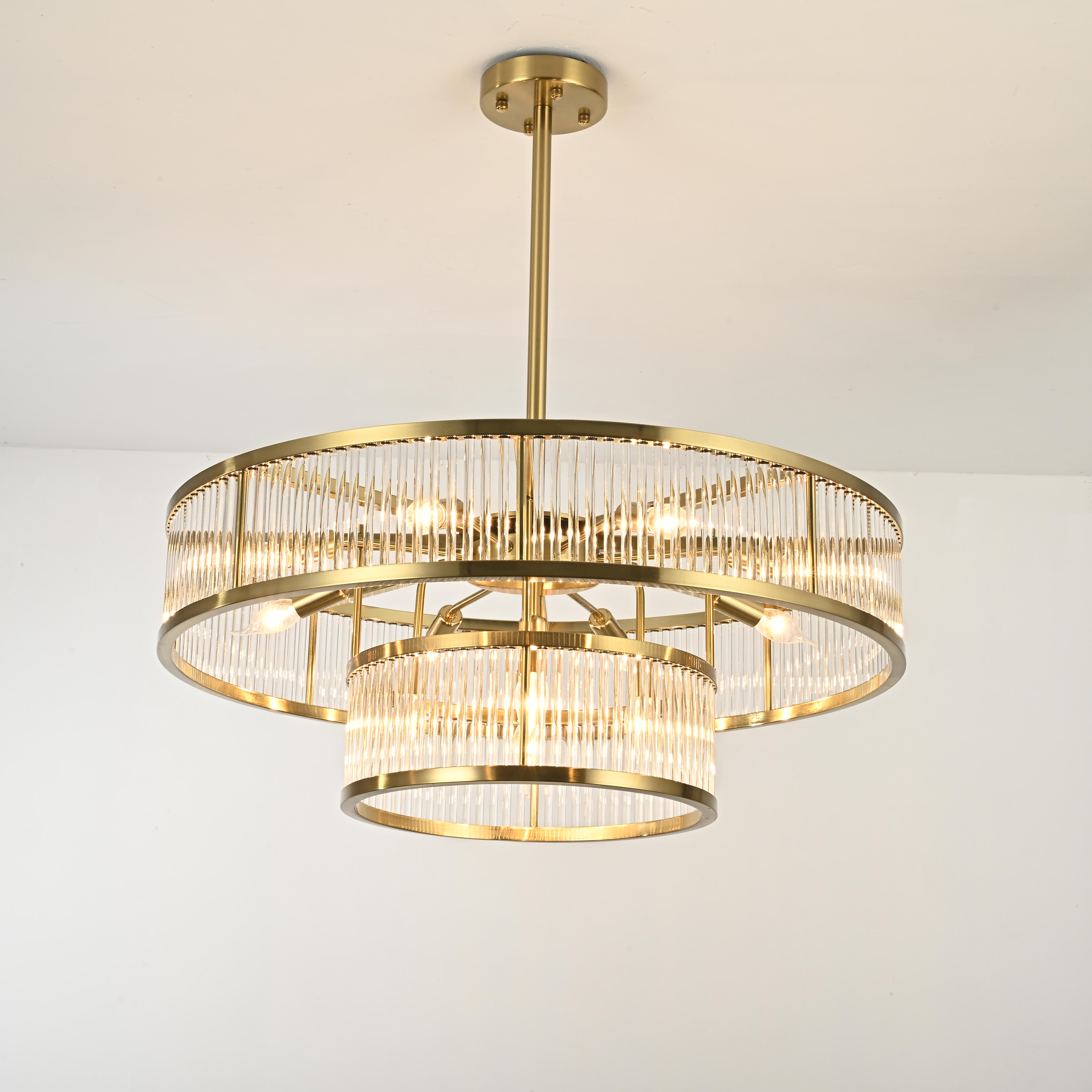 Люстра на штанге RH Marais Round Chandelier D80 80*80*30 см, 12*E14*40W, ImperiumLoft 40.2668, Латунь