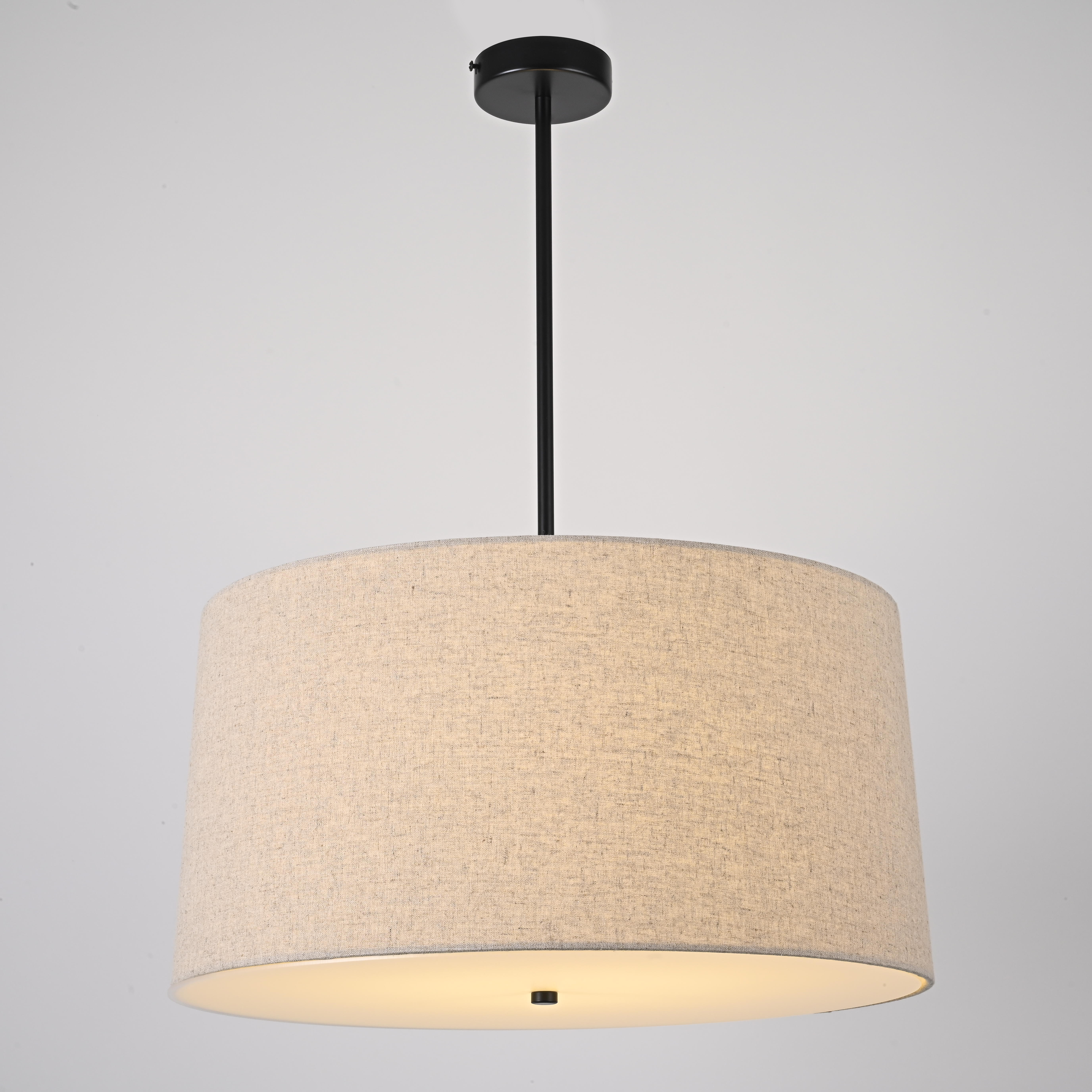 Подвесной светильник RH ROUND Linen Shade Pendant 50*50*25 см, 3*E27*60W, ImperiumLoft 40.1557, Коричневый