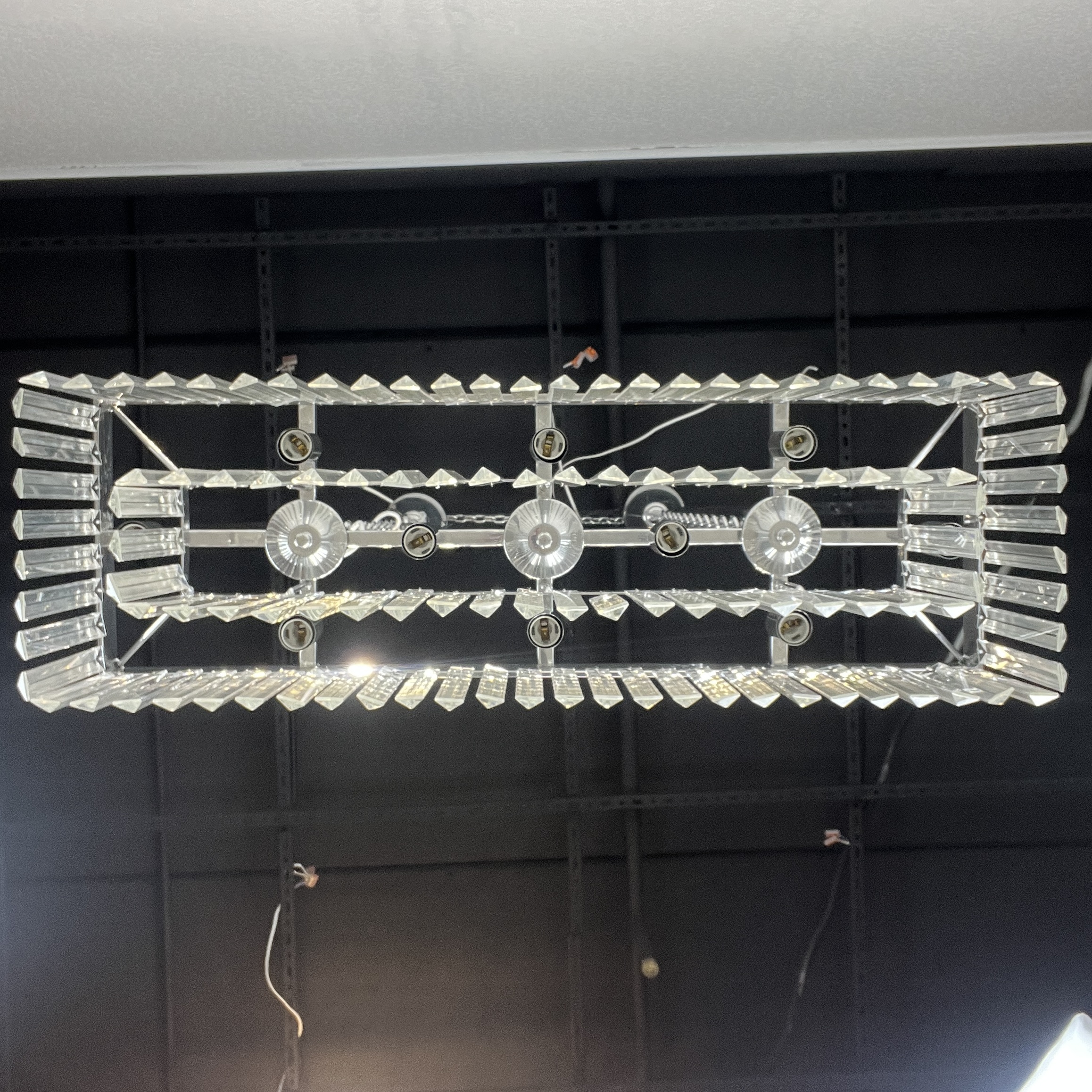 Подвесная люстра RH 1920S ODEON CLEAR GLASS FRINGE chrome 94*47*47 см, 8*E14*40W, ImperiumLoft 40.1536, Хром