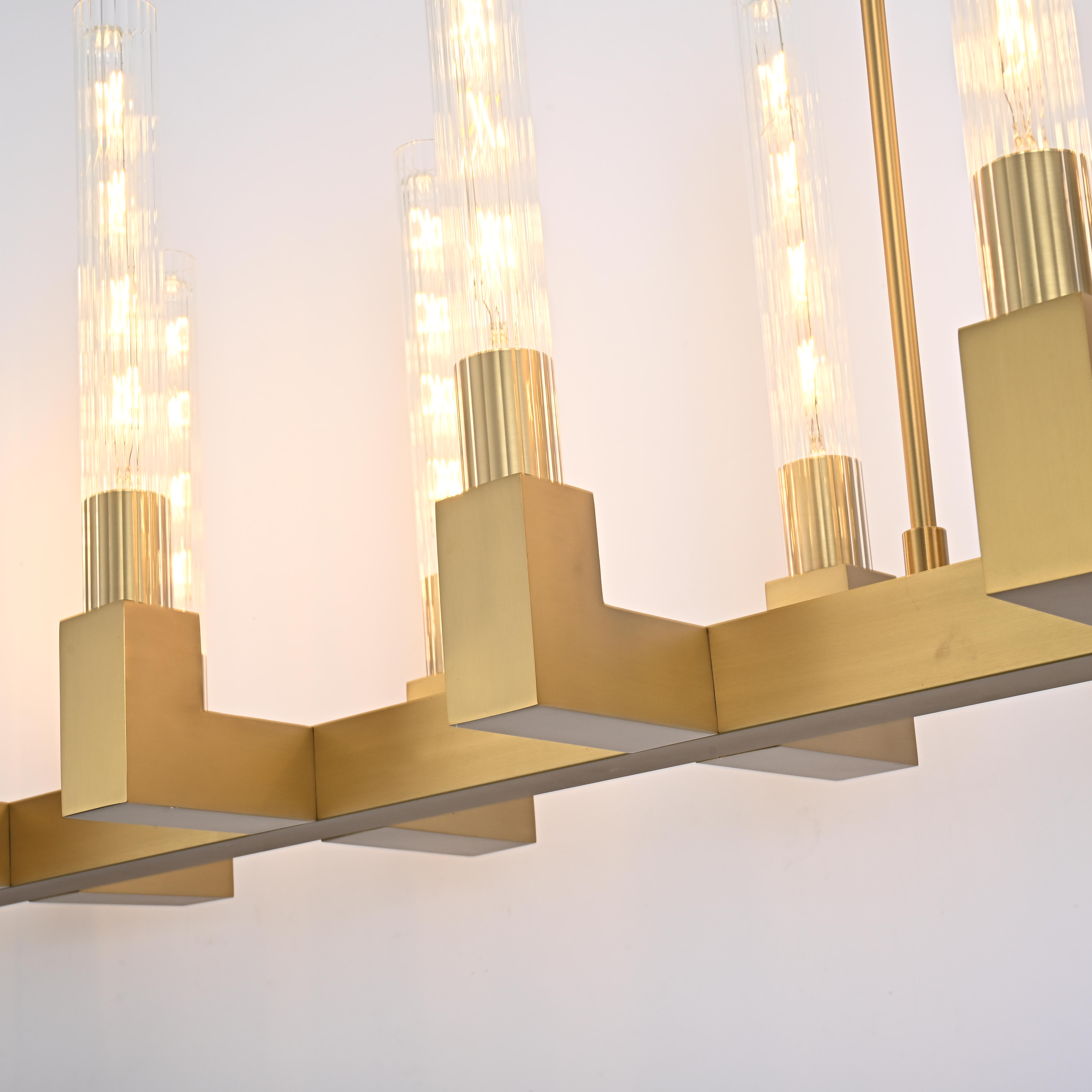 Люстра на штанге CANELLE Linear Chandelier 12 Modern Brass 139*30*43 см, 12*E27*60W, ImperiumLoft 40.1549, Латунь