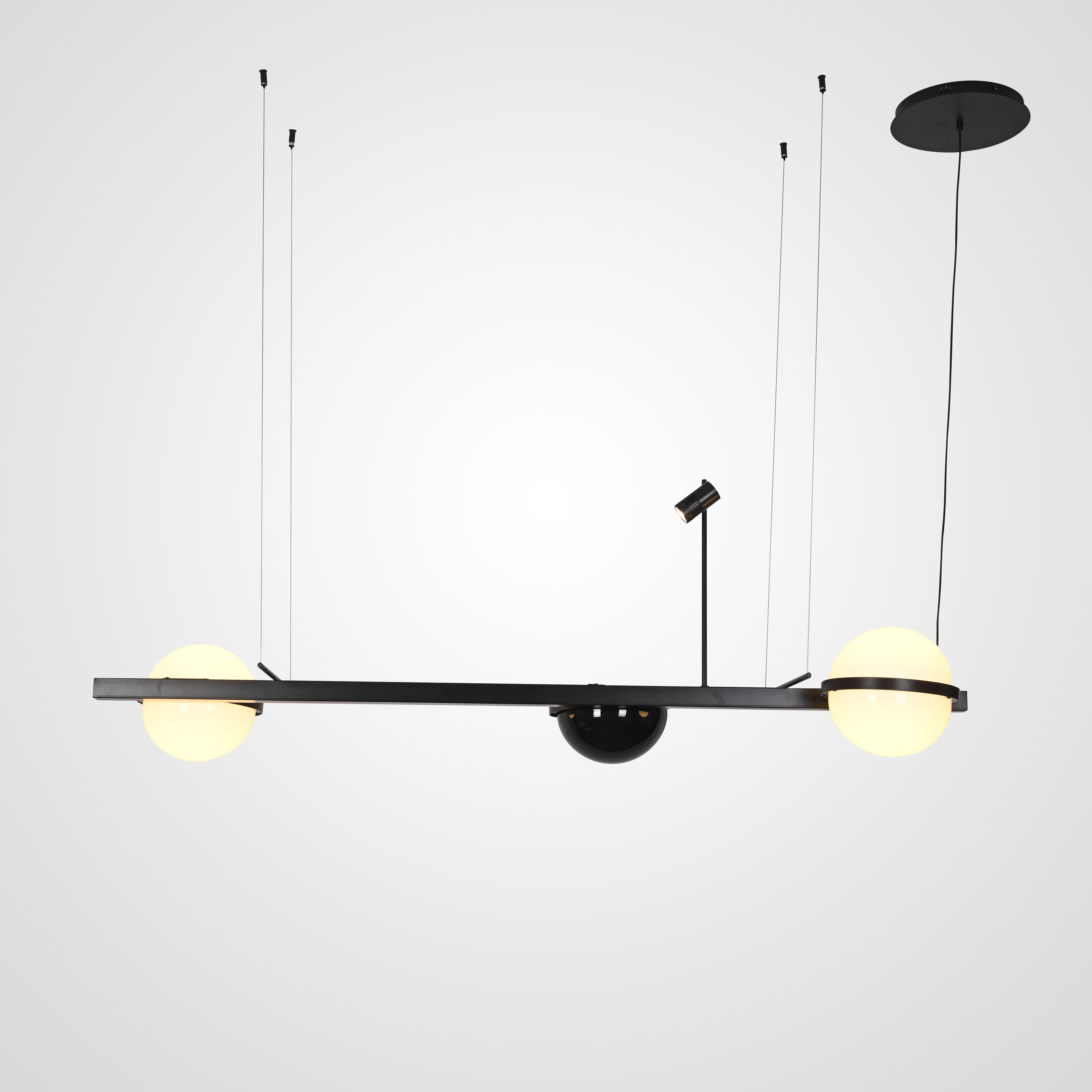 Реечный подвесной светильник PALMA Wall lamp 2 шара + 1 вазон горизонтальная 150*48*47 см, 3*LED*10, 2W, 3000, 4000, 5000K, ImperiumLoft 22.93726, Серый