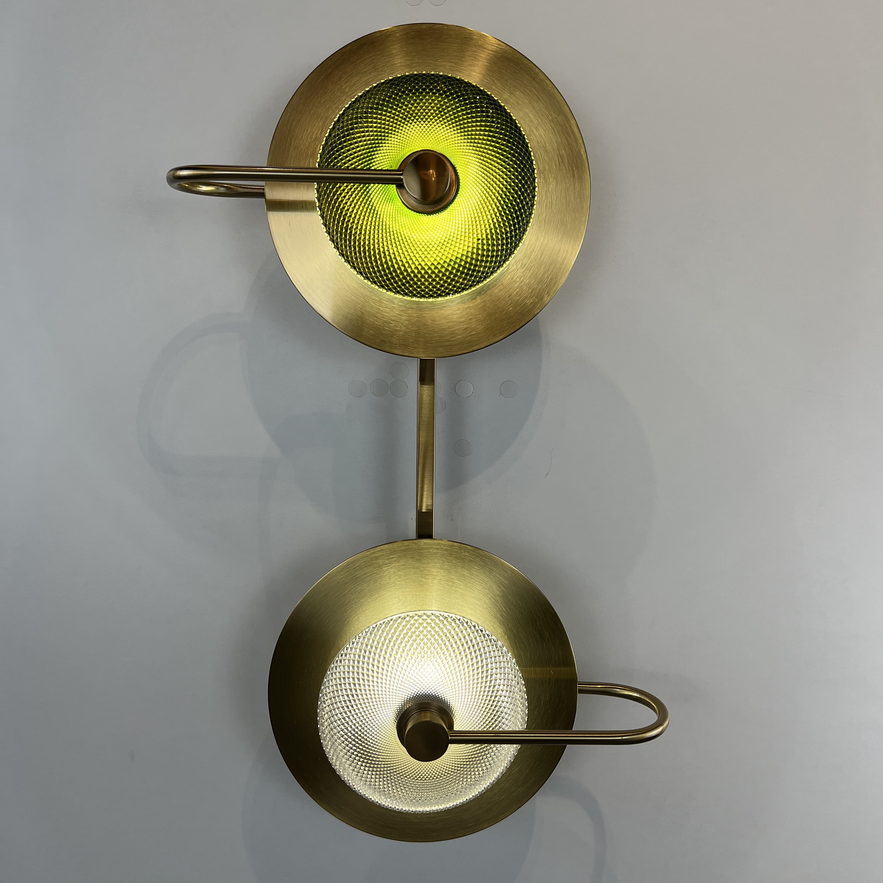 Бра Green Disk Double 28*28*59 см, 2*LED*5W, ImperiumLoft 44.651, Латунь