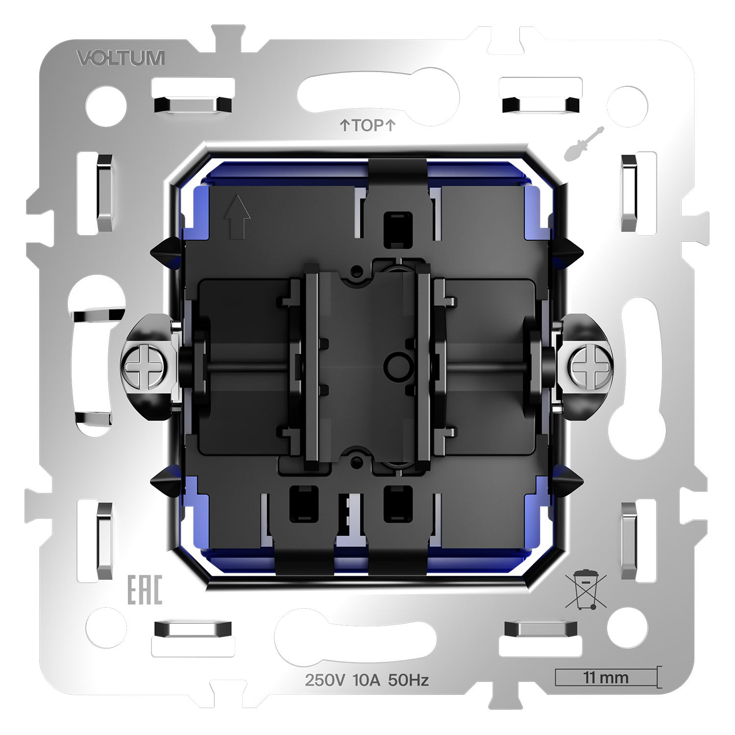Механизм проходного переключателя одноклавишного 10А, S70 Voltum S70 VLS0103M, Металл
