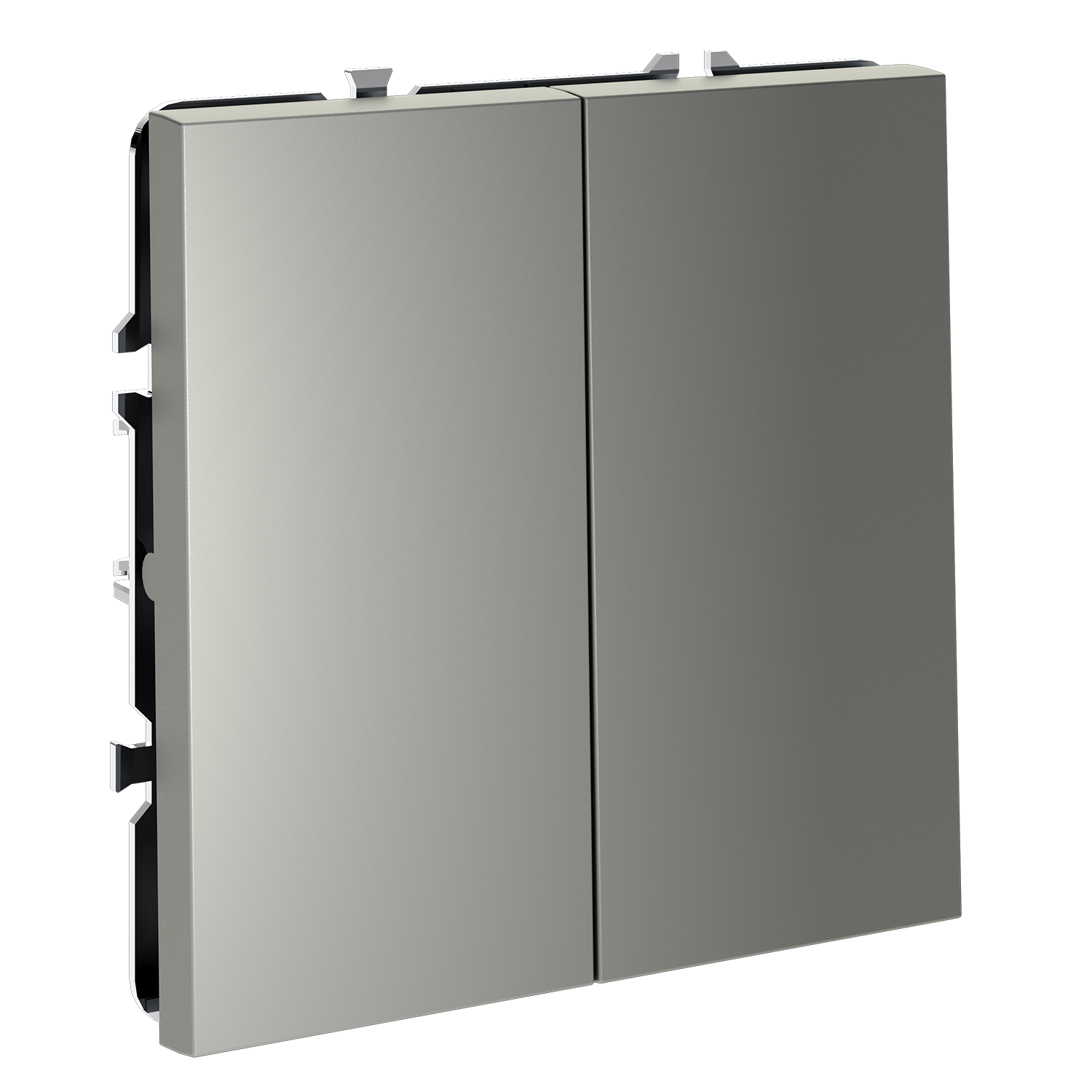 Перекрестный переключатель встраиваемый двухклавишный 10А, сталь Voltum S70 VLS020505, Пластик Soft touch