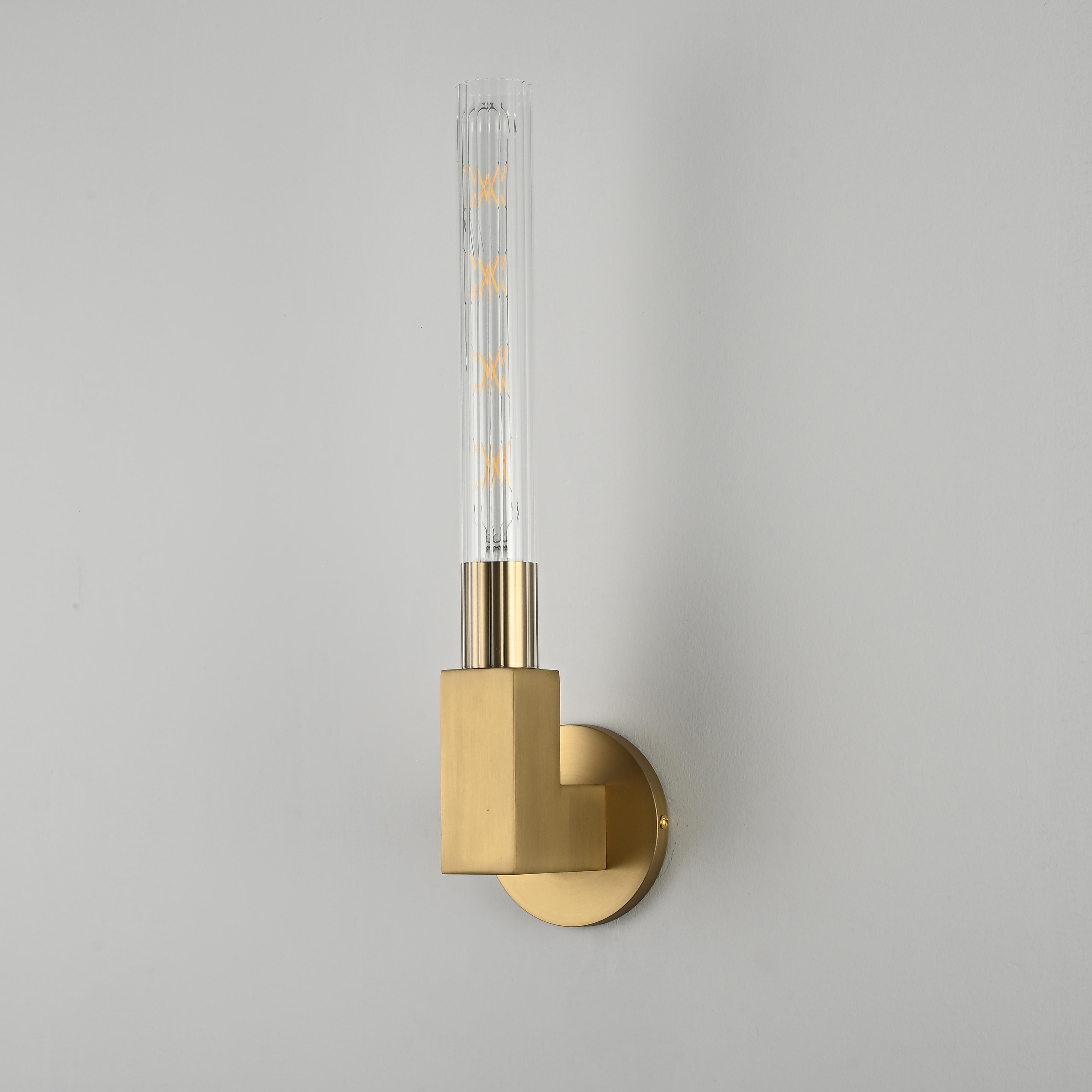 Бра CANELLE wall lamp SINGLE Sconces 11*11*48 см, 1*E27*60W, ImperiumLoft 44.319, Латунь