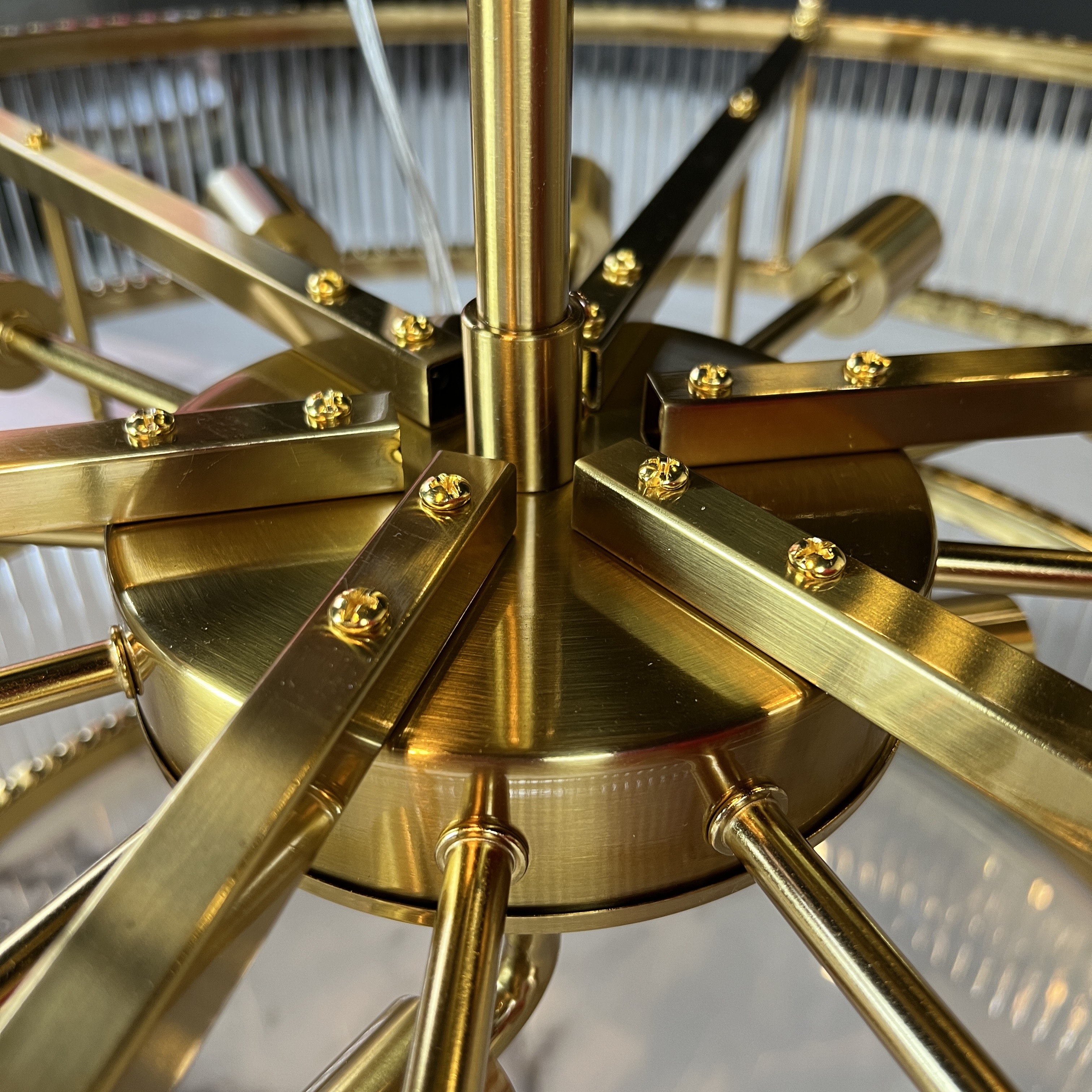 Люстра на штанге RH Marais Round Chandelier D80 80*80*30 см, 12*E14*40W, ImperiumLoft 40.2668, Латунь