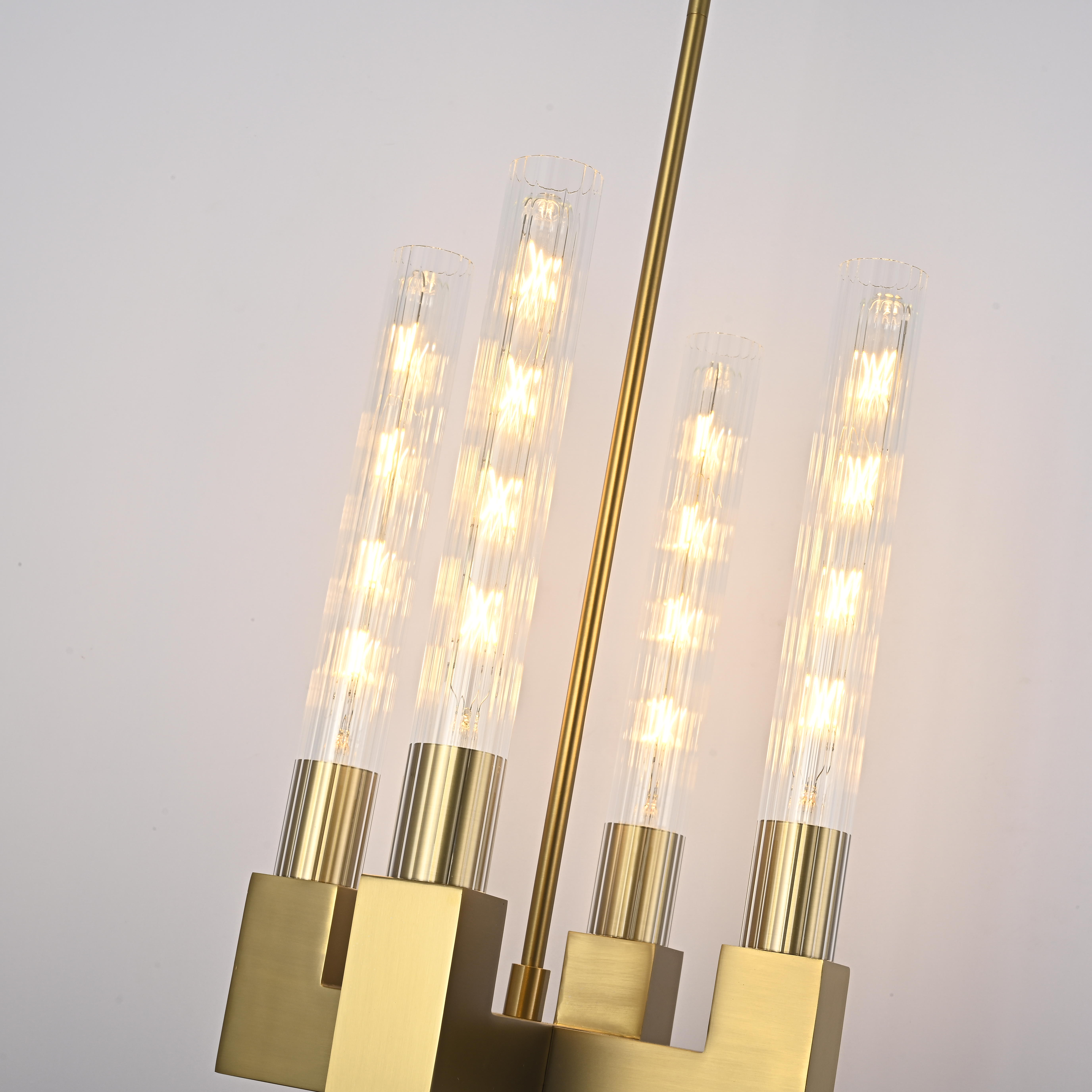 Люстра на штанге CANELLE Pendant lamp 4 Modern Brass 30*30*45 см, 4*E27*60W, ImperiumLoft 40.1566, Латунь