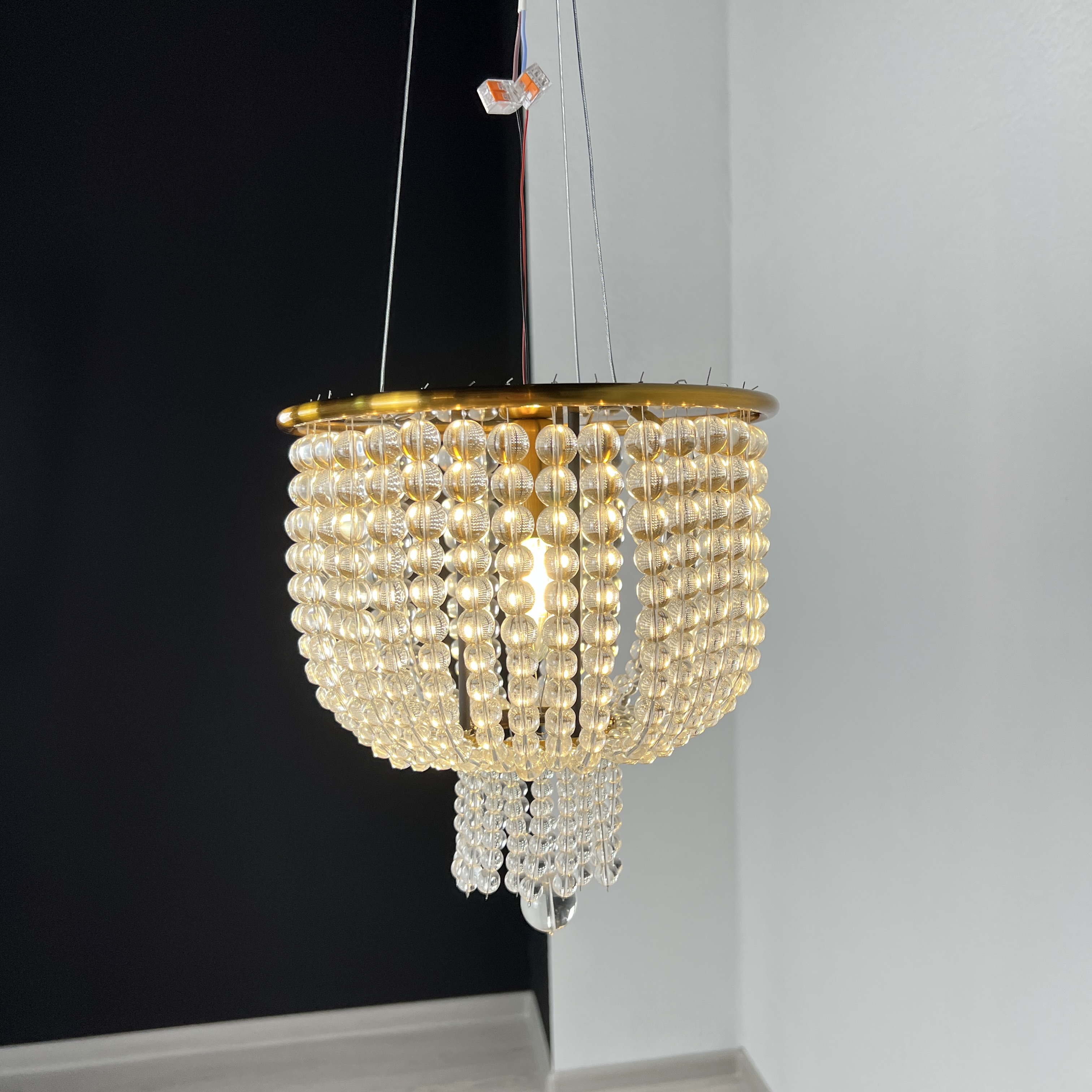 Потолочная люстра JACQUELINE WHITE SCONCE brass 25*25*26 см, 4*E14*40W, ImperiumLoft 44.444, Латунь