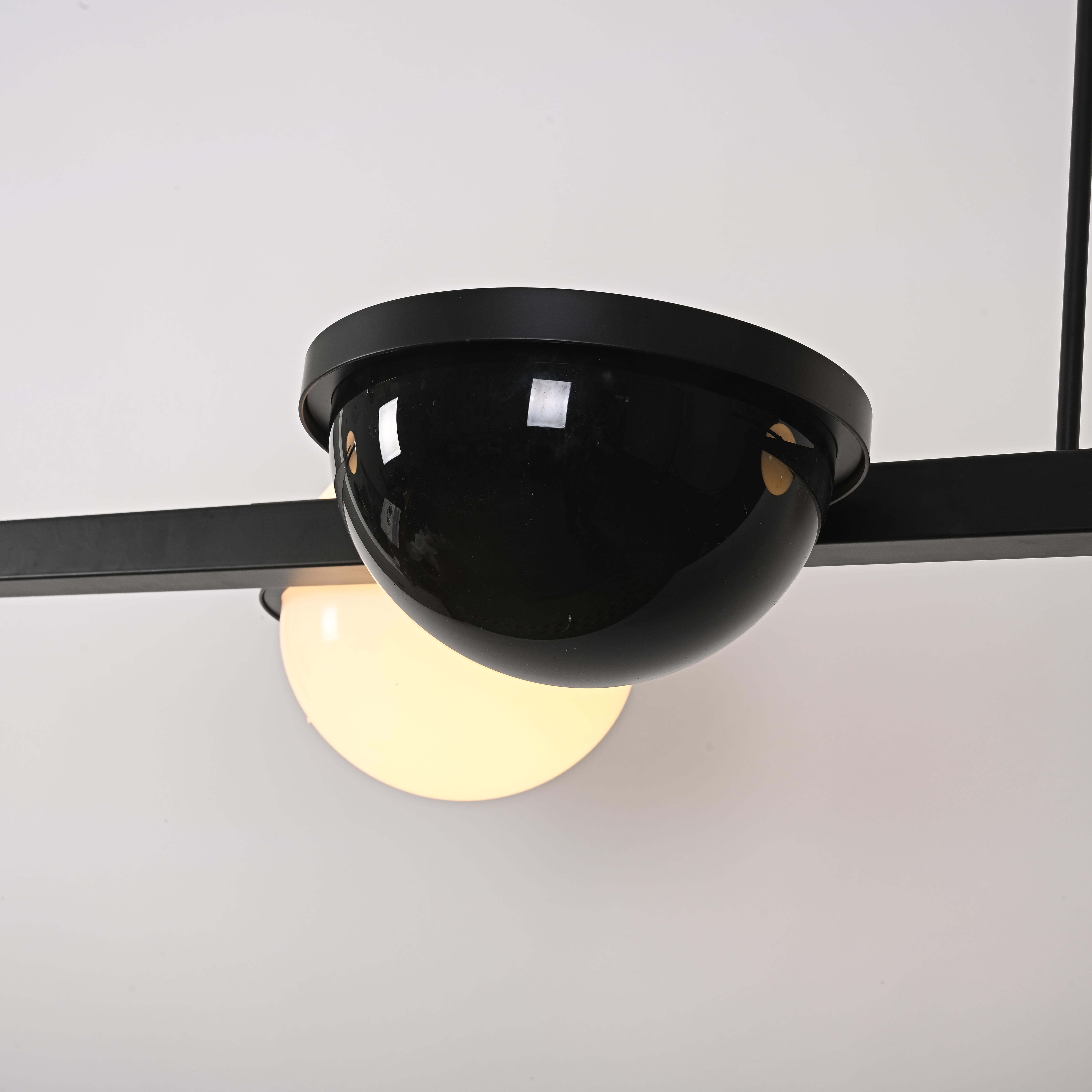 Реечный подвесной светильник PALMA Wall lamp 3 шара + 1 вазон горизонтальная 195*48*47 см, 4*LED*10, 2W, 3000, 4000, 5000K, ImperiumLoft 22.93726, Чёрный