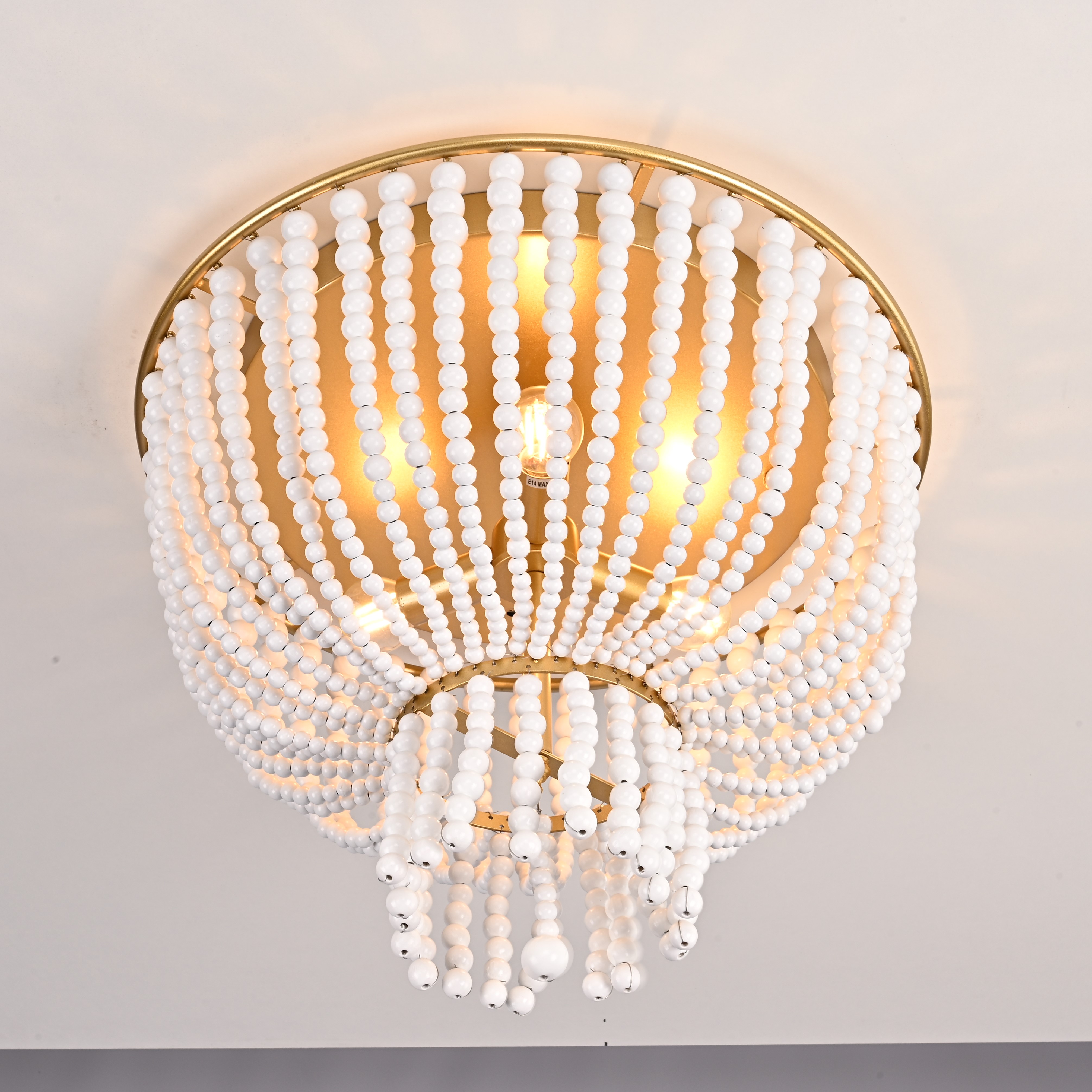 Потолочная люстра JACQUELINE CLEAR FLUSH-MOUNT brass 52*14*14 см, 3*E14*40W, ImperiumLoft 40.1899, Латунь