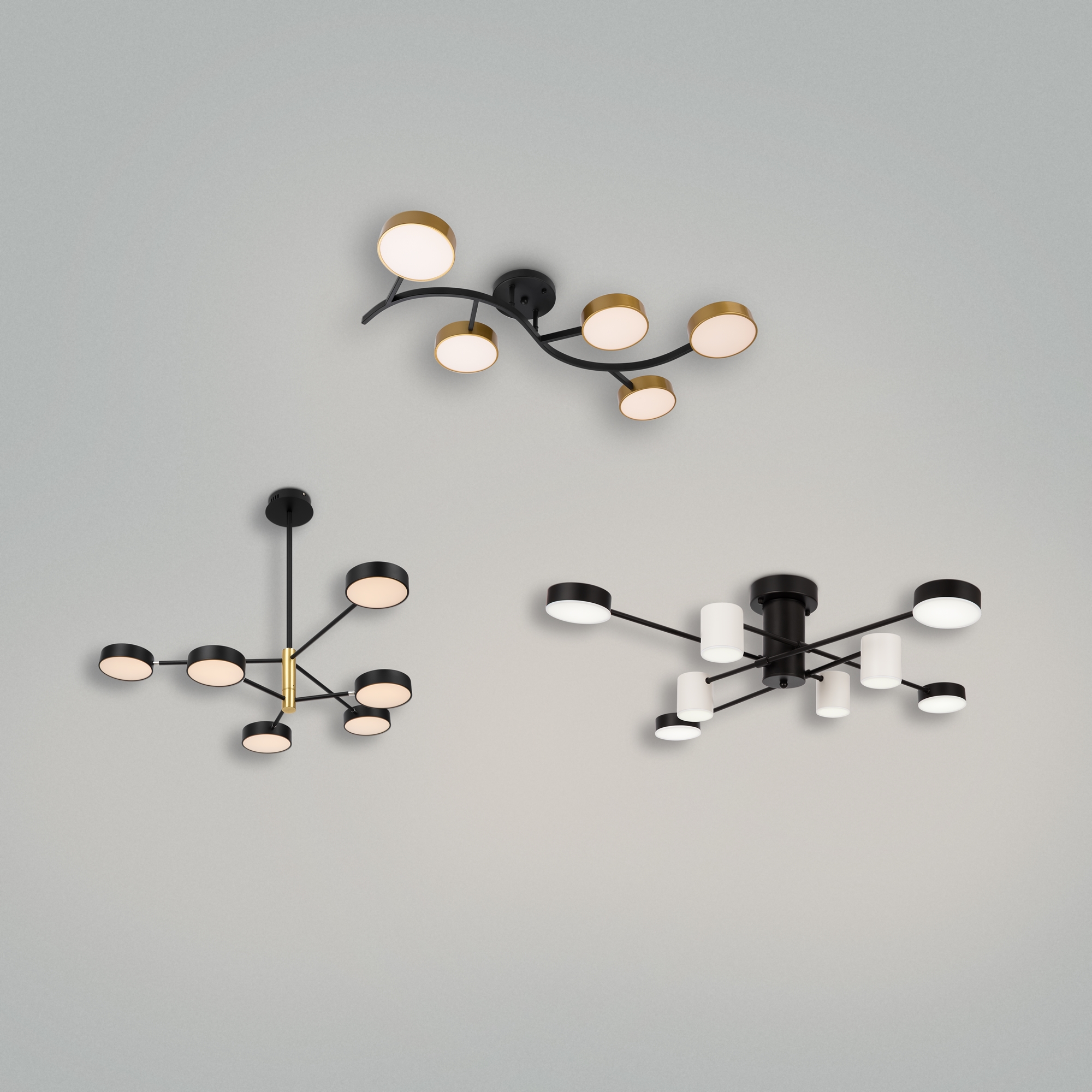 Светильник 85,5*46,5*12-12 см, 5*LED*10W, 4000K, Freya Тибо/Tibo FR6048CL-L10GB, Черный с Золотом