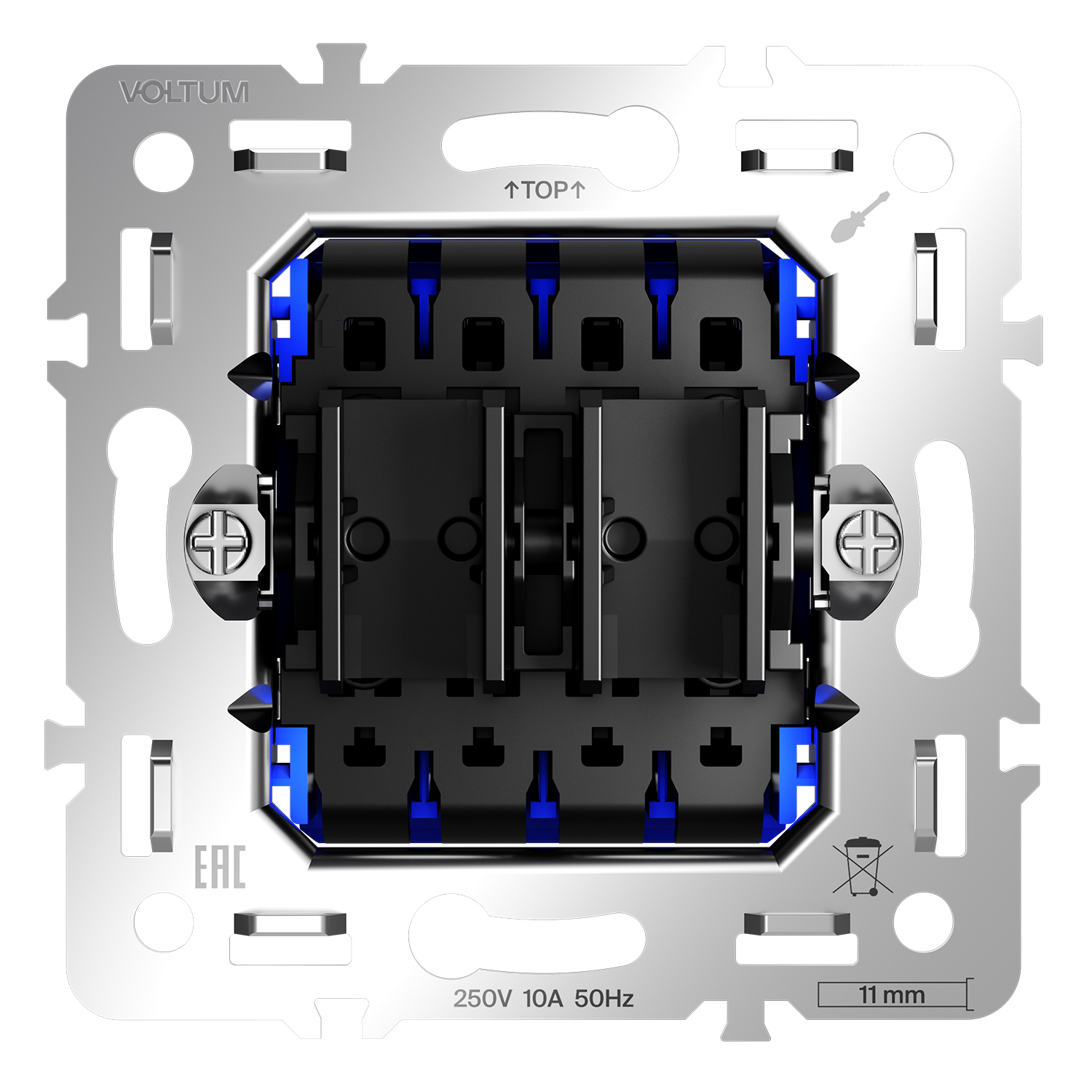 Механизм перекрестного переключателя двухклавишного 10А, S70 Voltum S70 VLS0205M, Металл