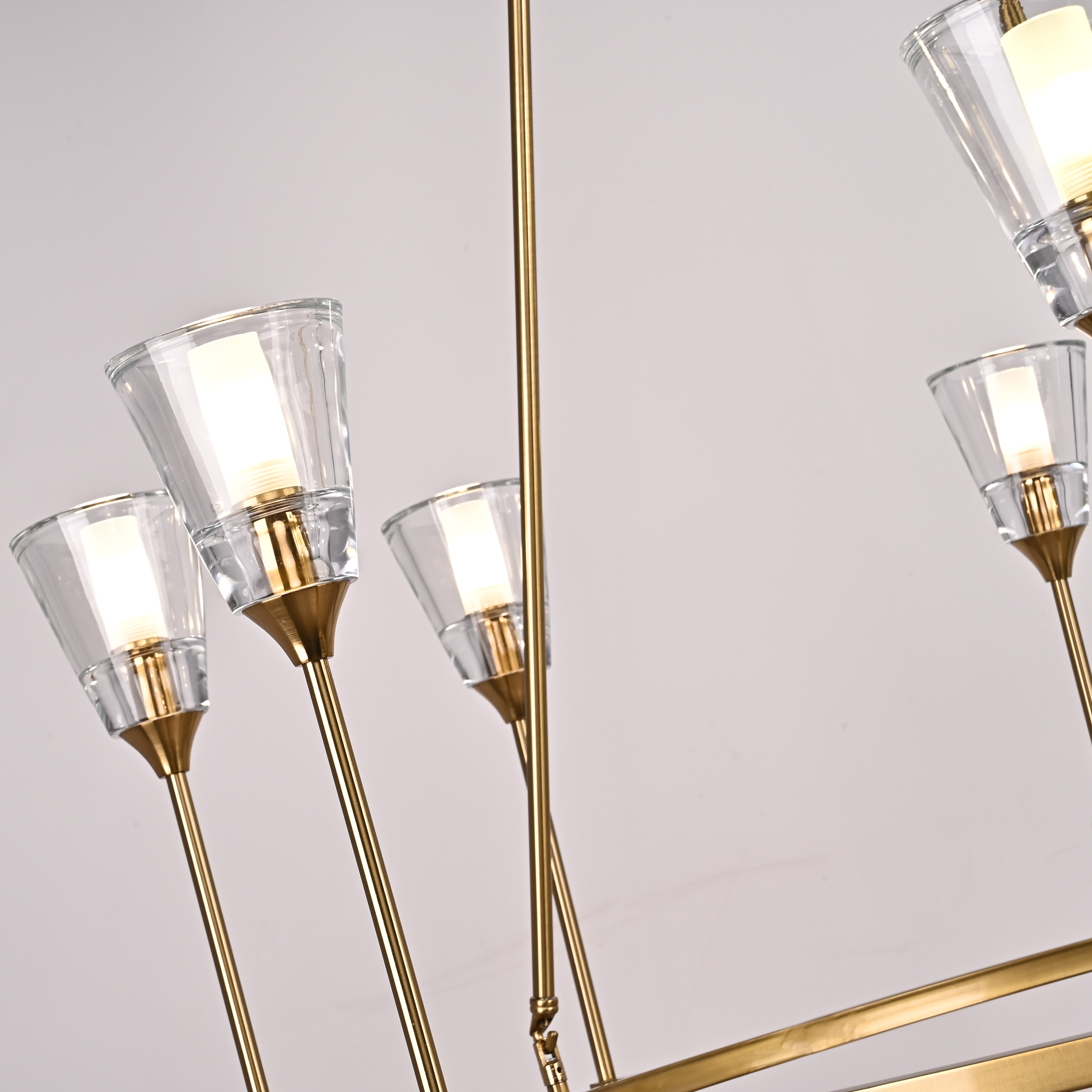 Люстра на штанге TORCHE DE VERRE Round Chandelier 8 116*116*50 см, 8*G9*40W, ImperiumLoft 40.1551, Латунь