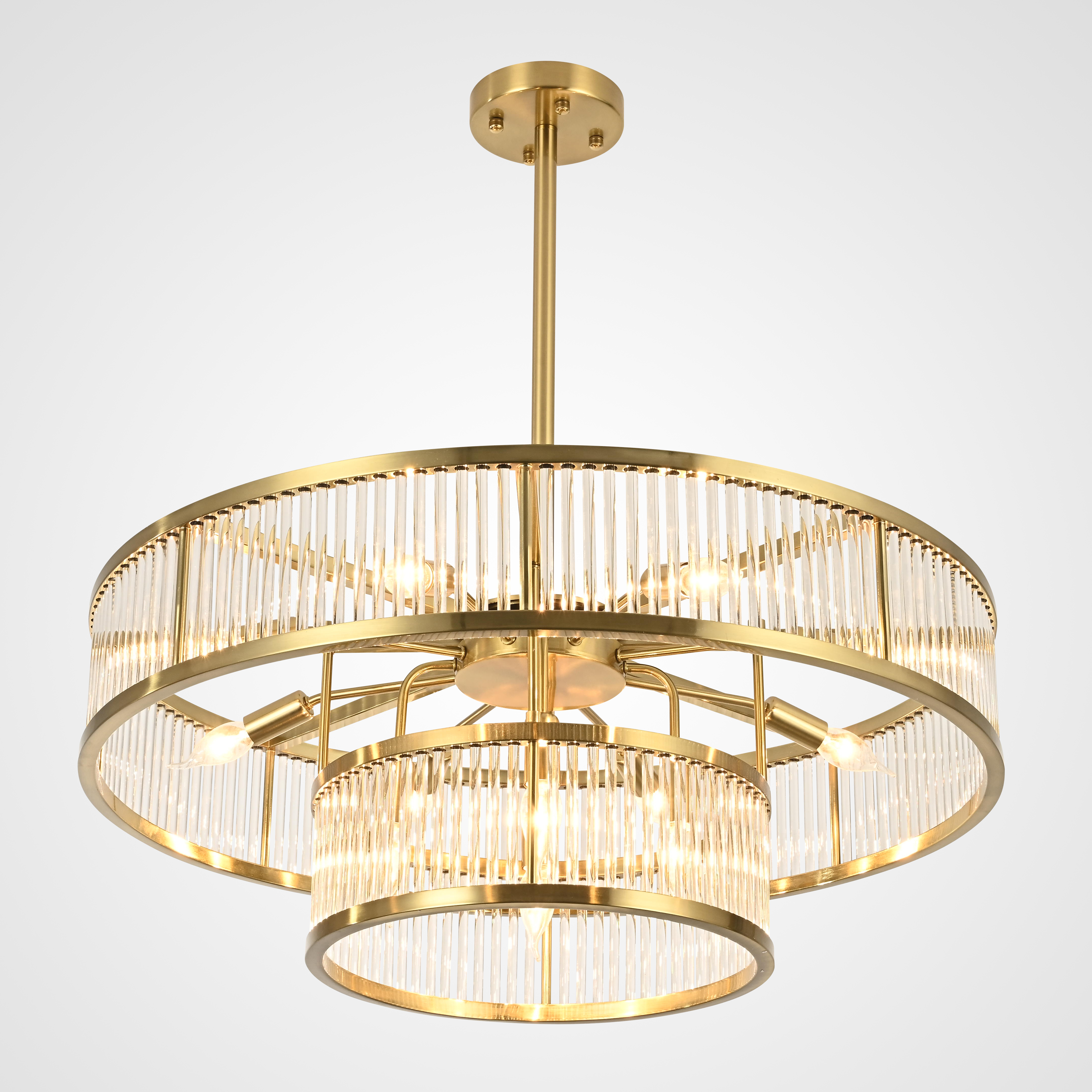 Люстра на штанге RH Marais Round Chandelier D80 80*80*30 см, 12*E14*40W, ImperiumLoft 40.2668, Латунь
