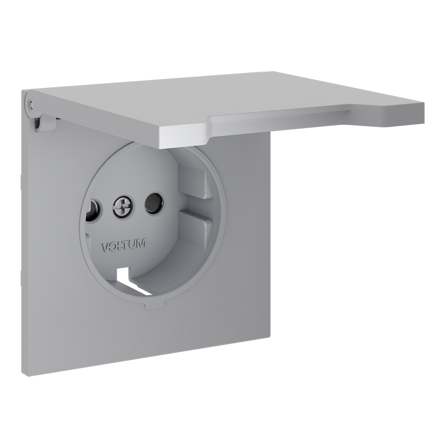 Накладка для розетки с заземлением, защитными шторками и крышкой, S70, серый Voltum VLS000816