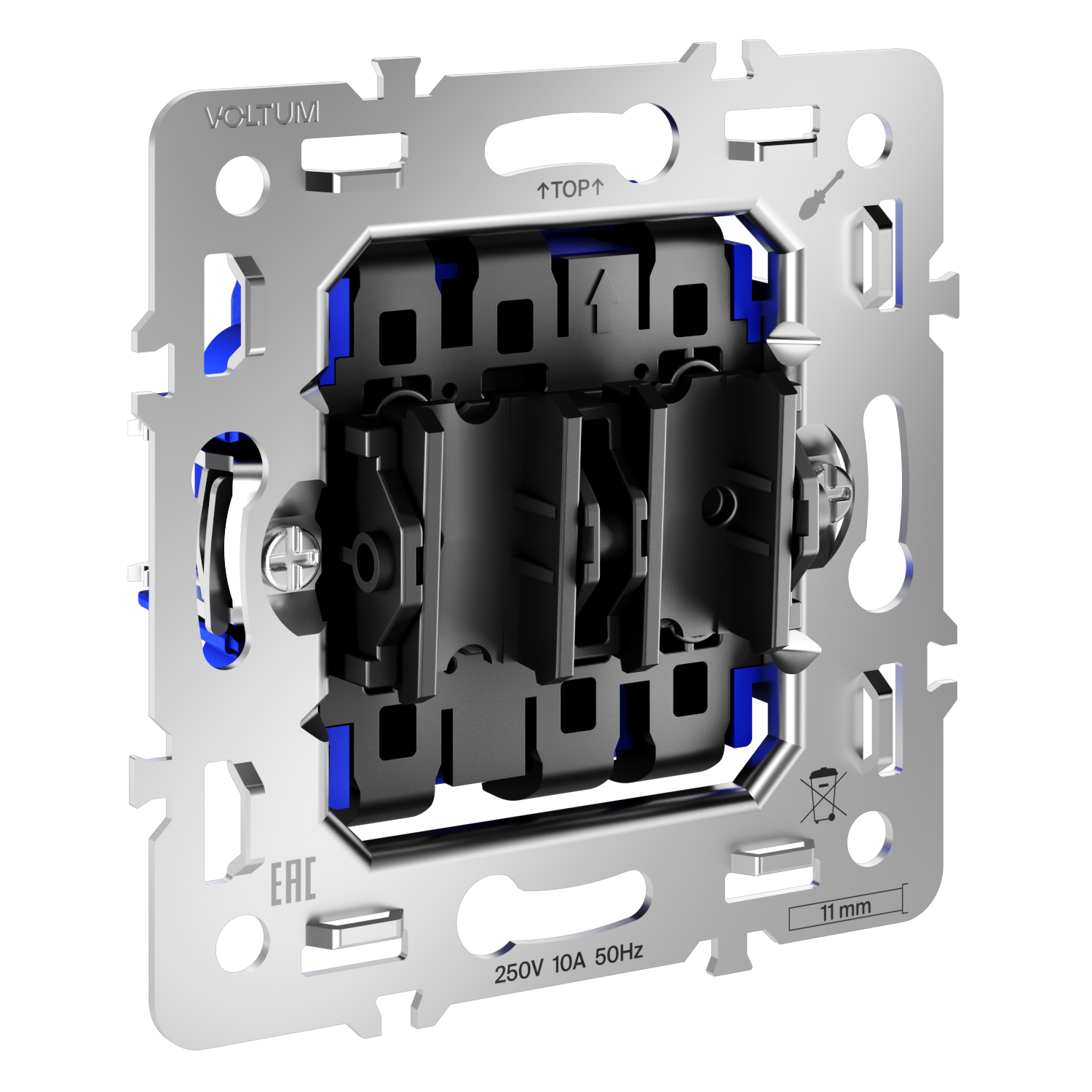 Механизм проходного переключателя двухклавишного 10А, S70 Voltum S70 VLS0203M, Металл