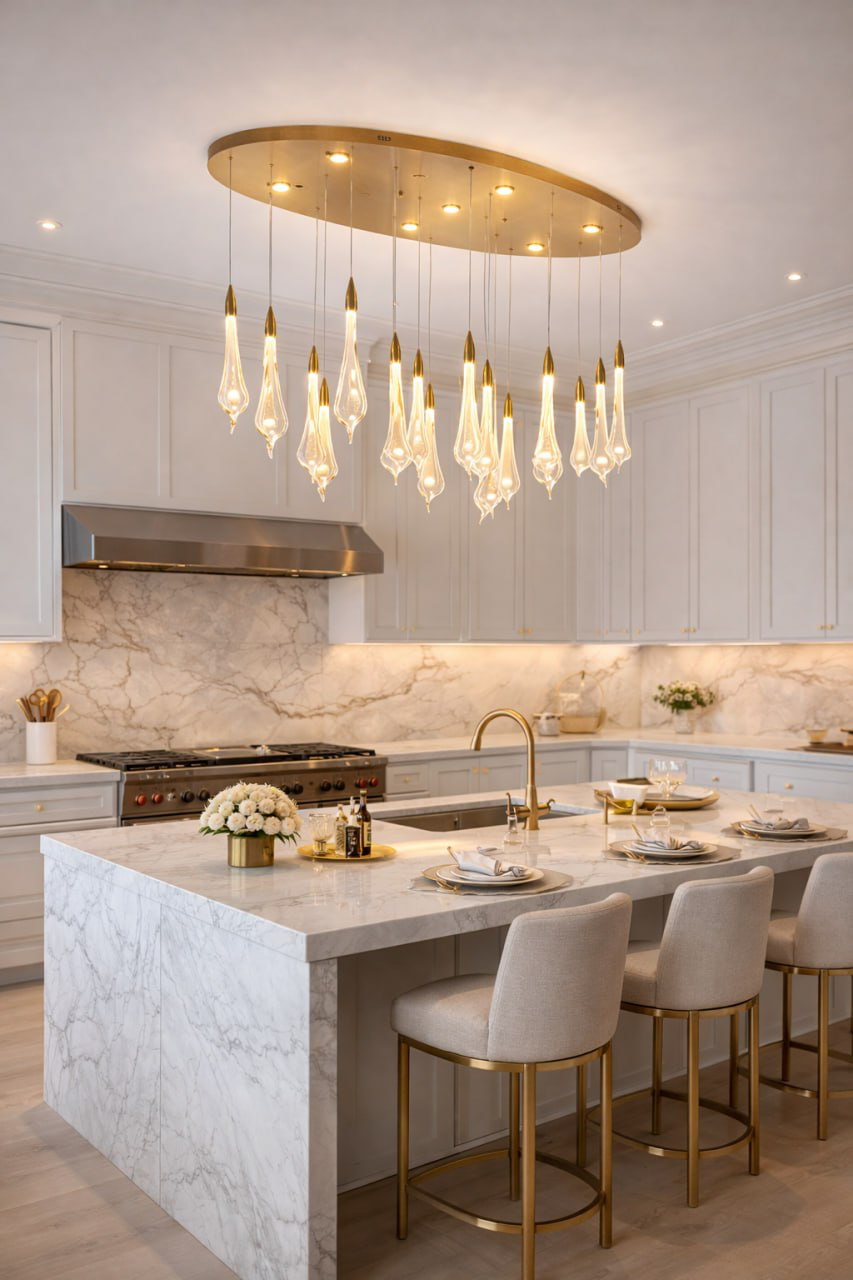 Светильник 120*120*150 см, LED*77W, 4000K, Modelux  ML.89181.18 BS, Латунь