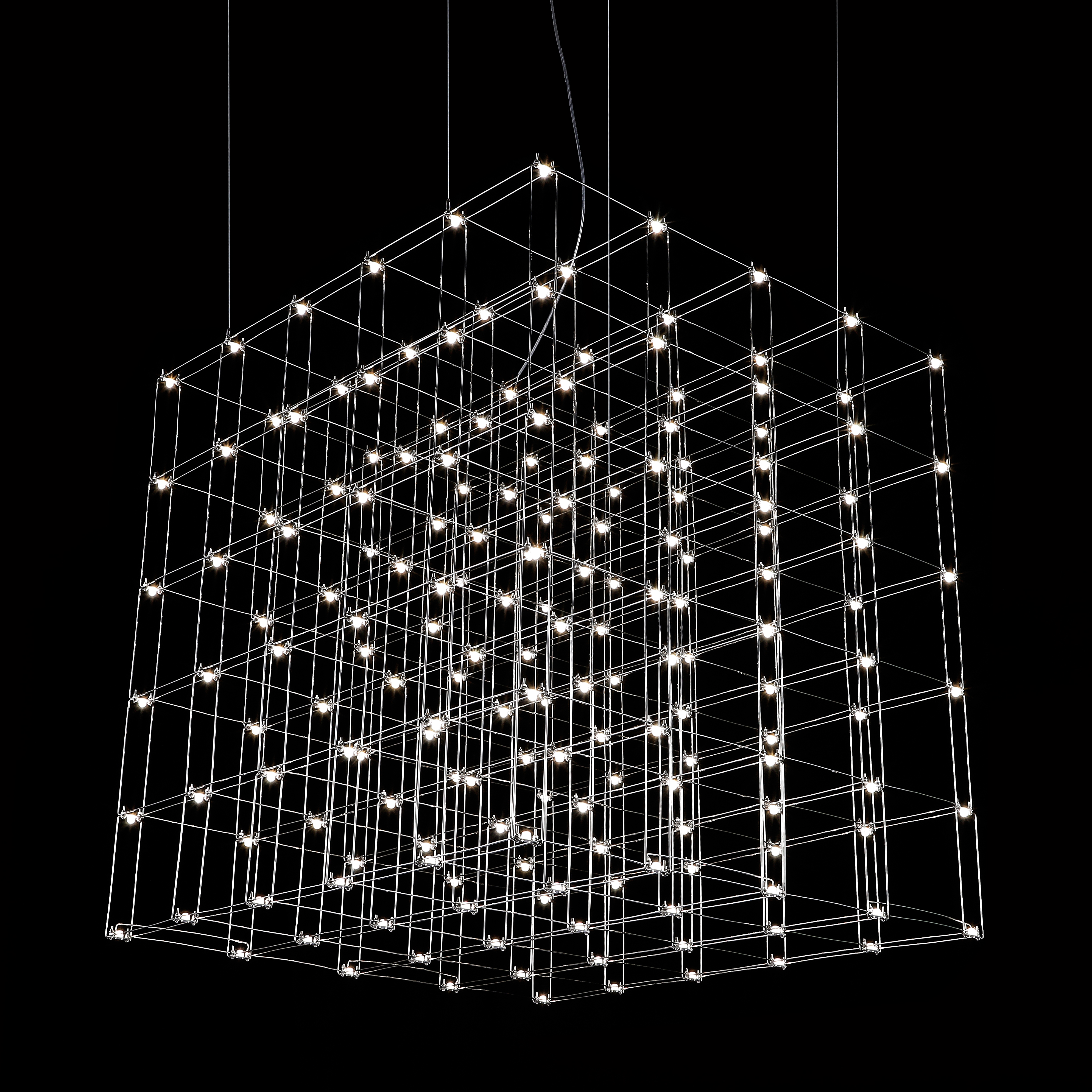 Подвесная люстра Quasar Cosmos Square LED pendant light 100/100/100 100*100*100 см, 180*LED*1W, ImperiumLoft 40.2440, Серебристый