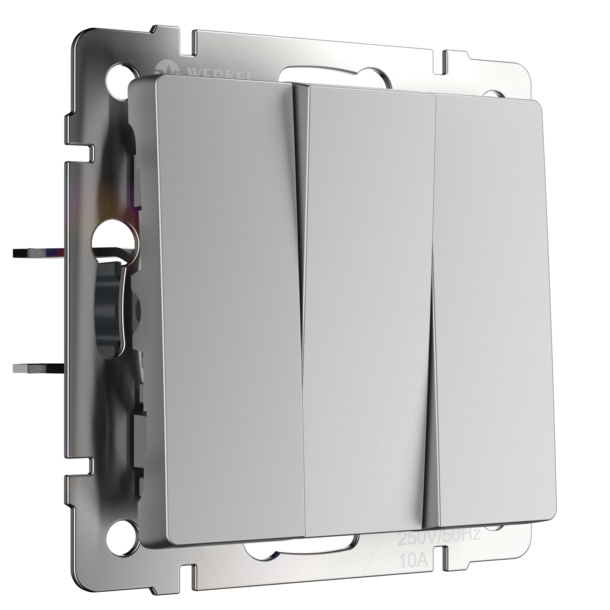 W1130006 Выключатель трехклавишный, серебряный Werkel, 4690389164866