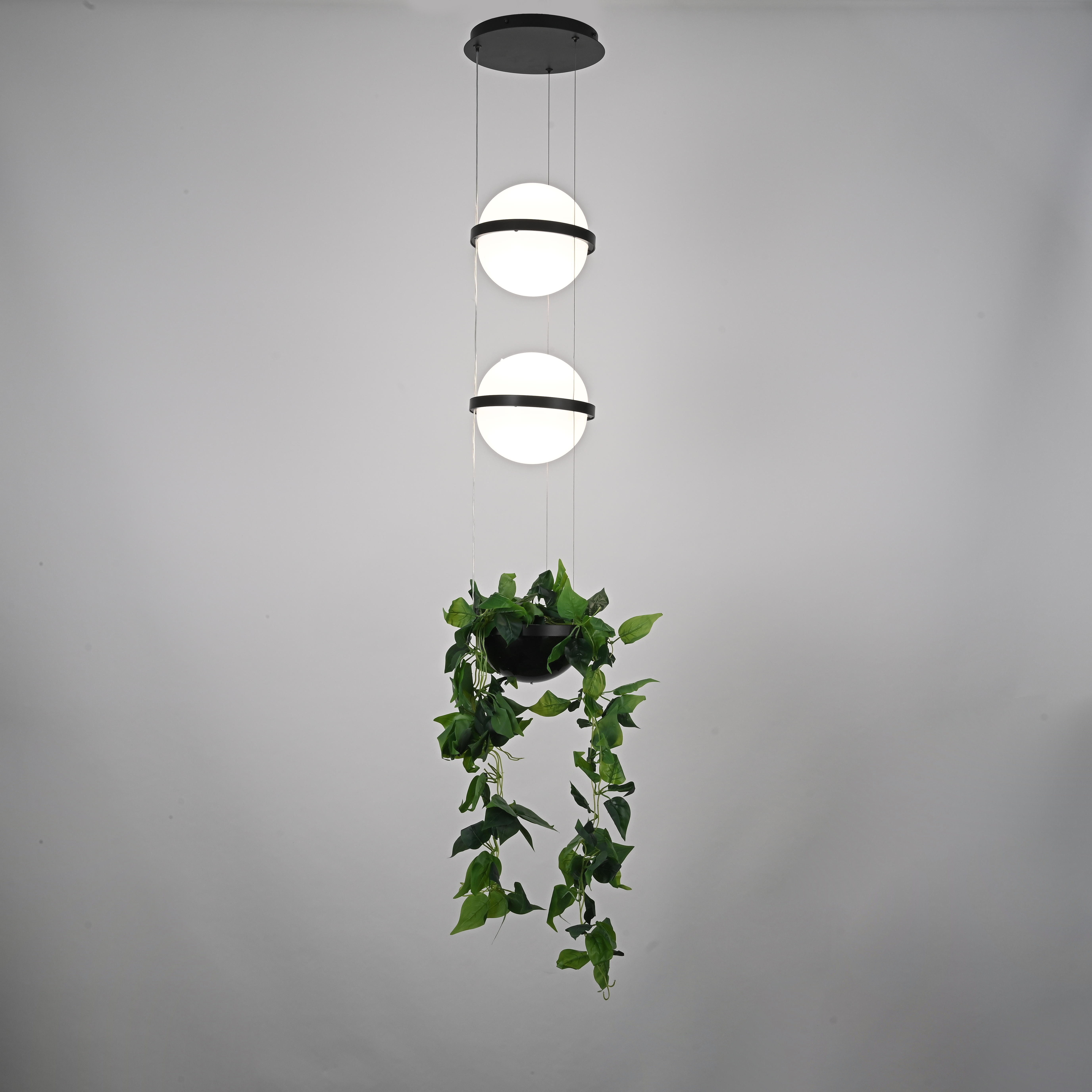Подвесной светильник PALMA Wall lamp 2 шара + 1 вазон 22*22*300 см, 2*LED*9W, 3000, 4000, 6000K, ImperiumLoft 22.93727, Серый