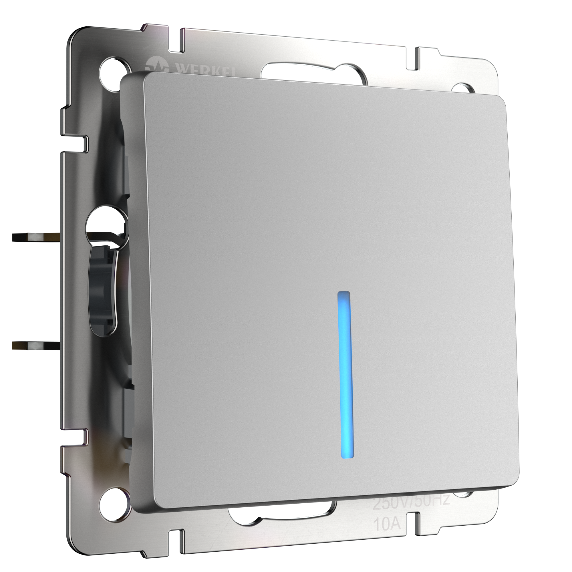 W1110106 Выключатель одноклавишный с подсветкой, серебряный Werkel, 4690389164811