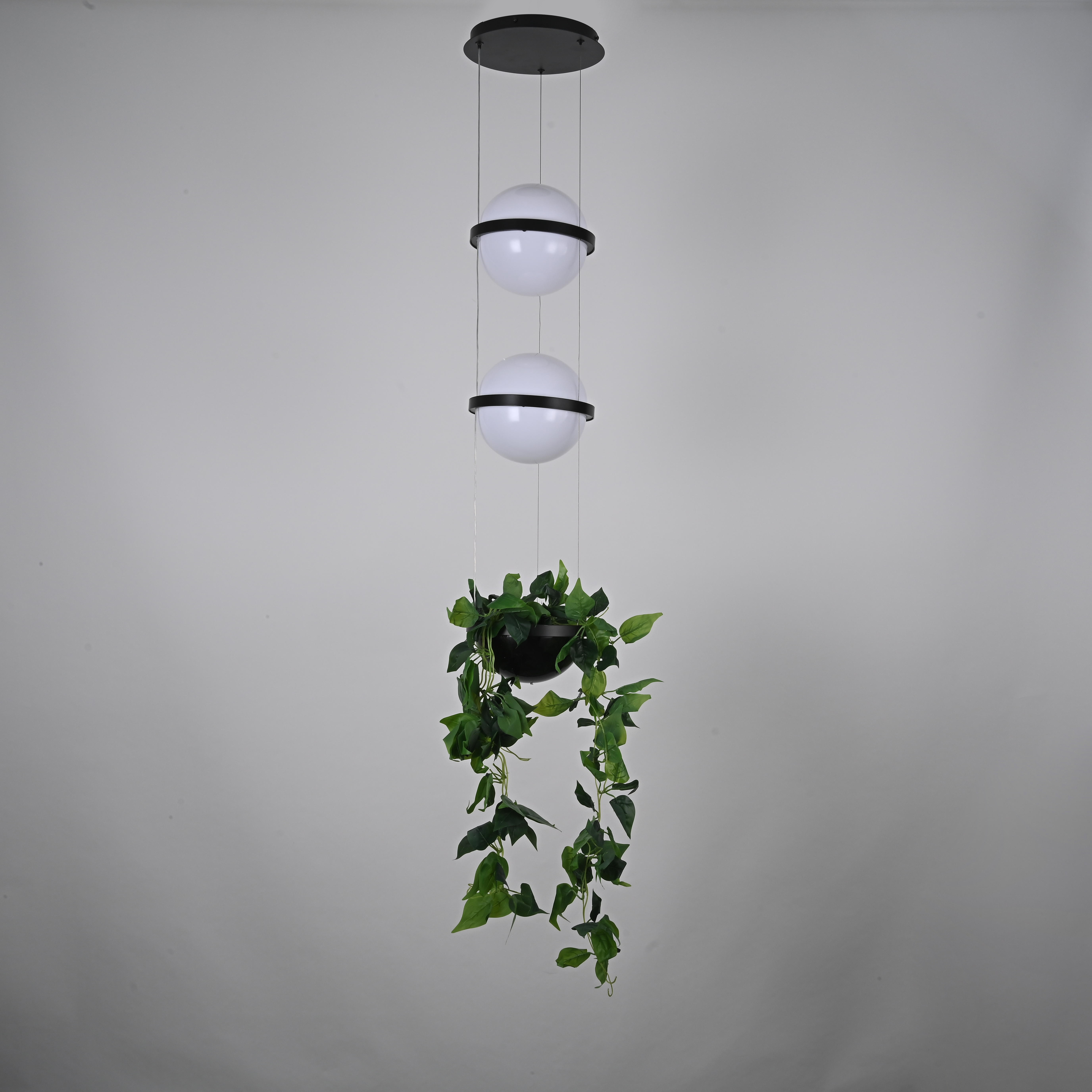 Подвесной светильник PALMA Wall lamp 2 шара + 1 вазон 22*22*300 см, 2*LED*9W, 3000, 4000, 6000K, ImperiumLoft 22.93727, Серый