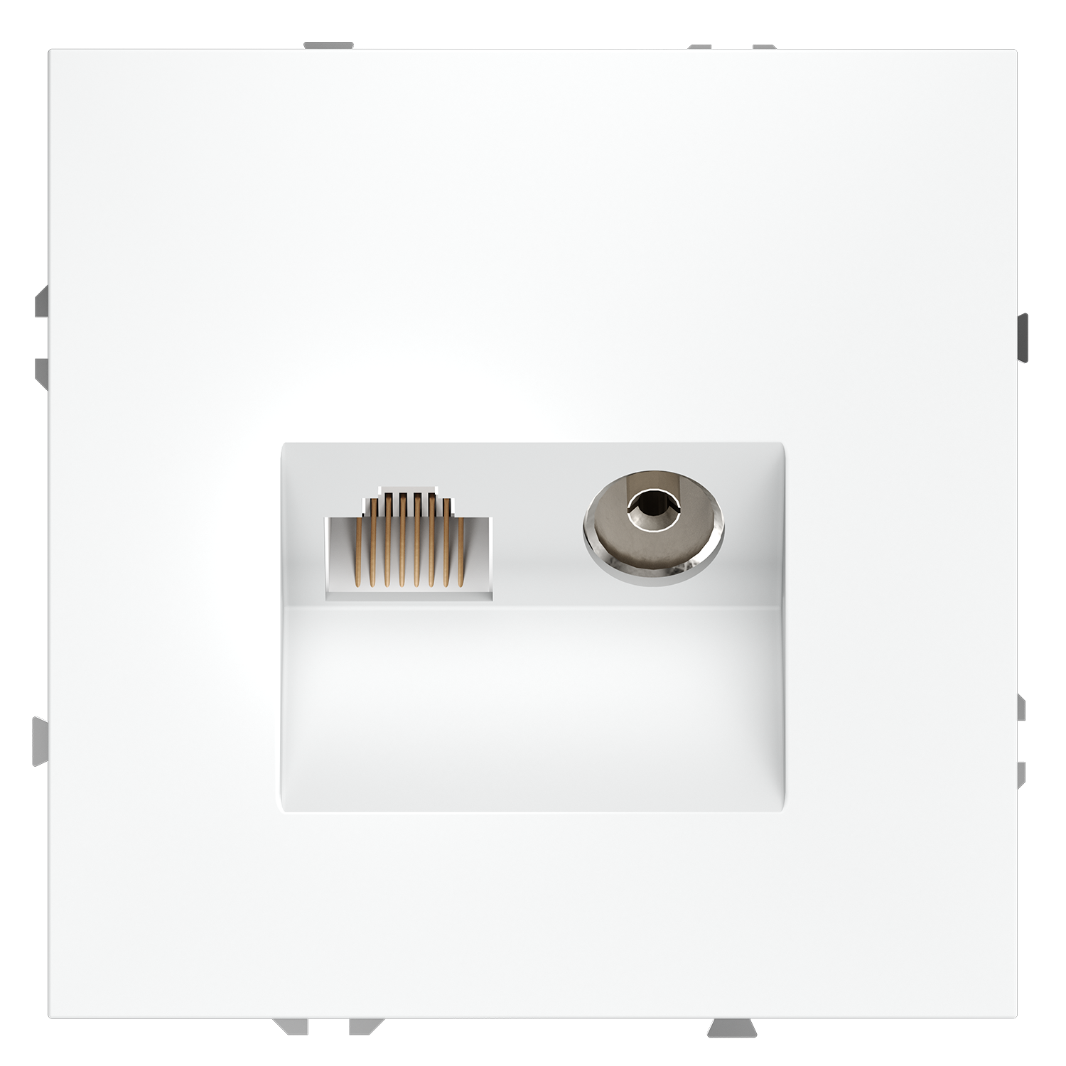 Розетка телевизионная встраиваемая TV+RJ45 кат. 6, белый матовый Voltum S70 VLS060702, Пластик Soft touch